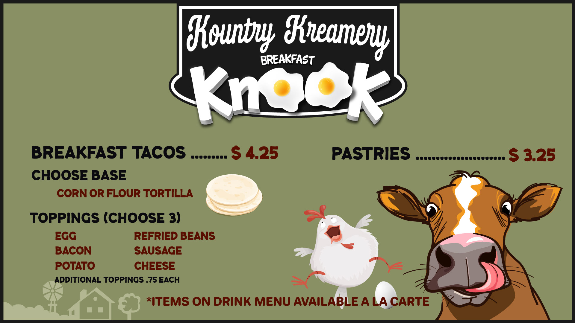 Menu board display