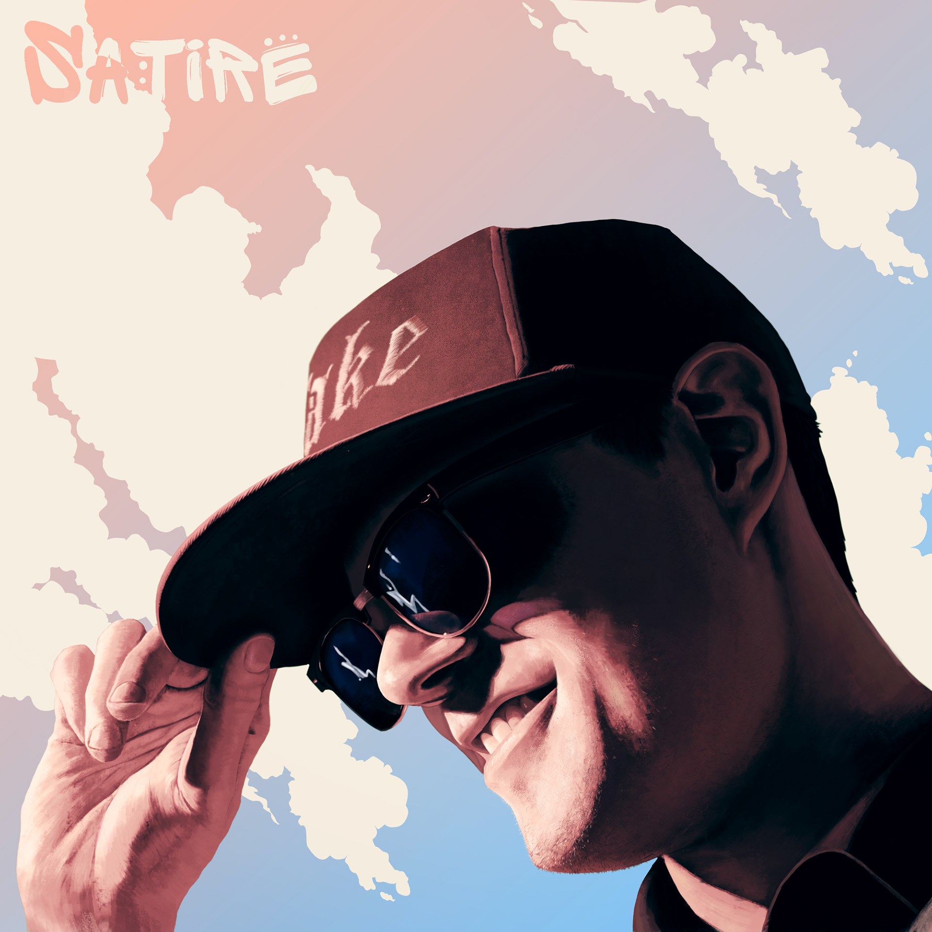 Adaptation's Satire rap single release cover design illustration by freelance illustrator and designer Ace Harman