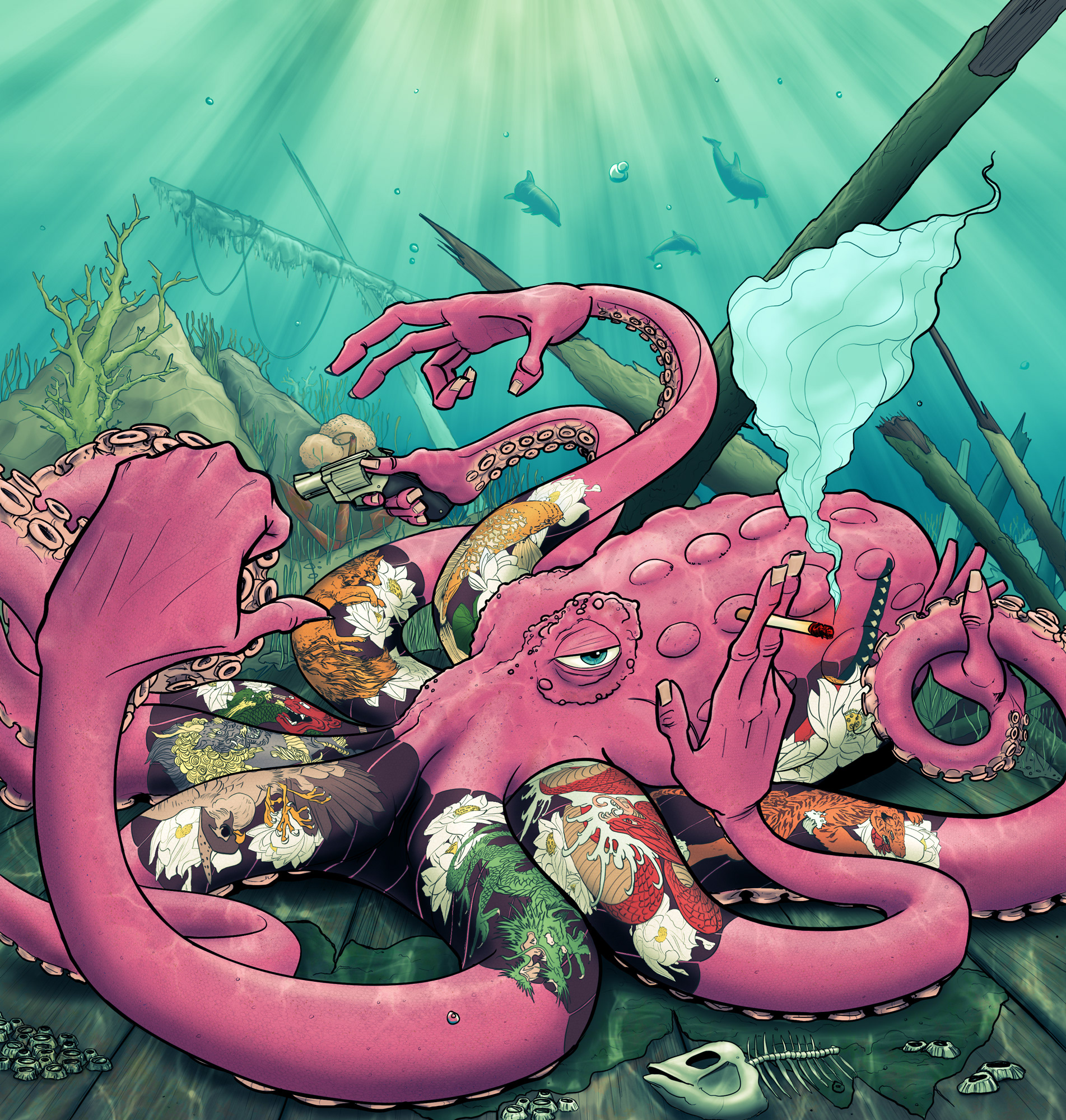 An Octopus clothing and apparel illustration by freelance illustrator and designer Ace Harman