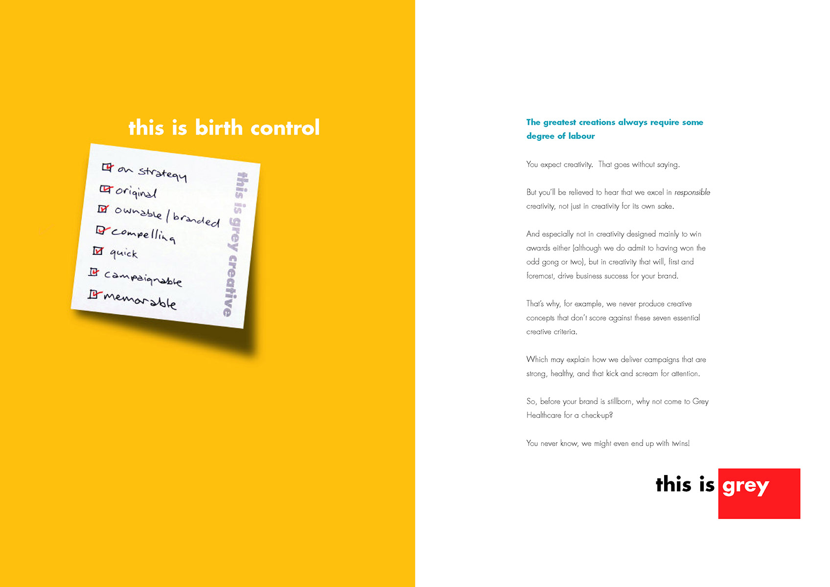 BROCHURE DESIGN for GREY HEALTHCARE GROUP