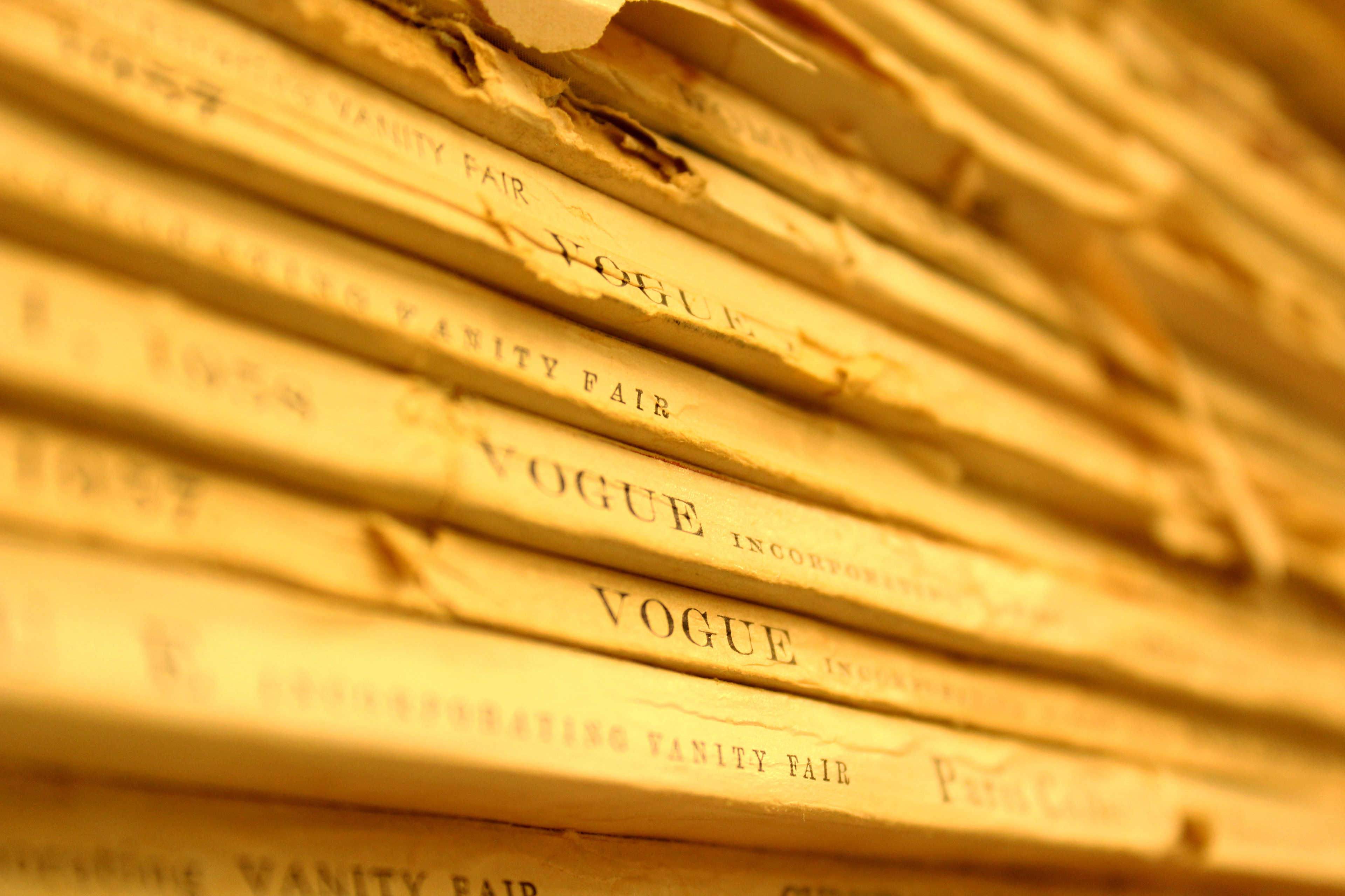 Photograph of vintage Vogue magazines