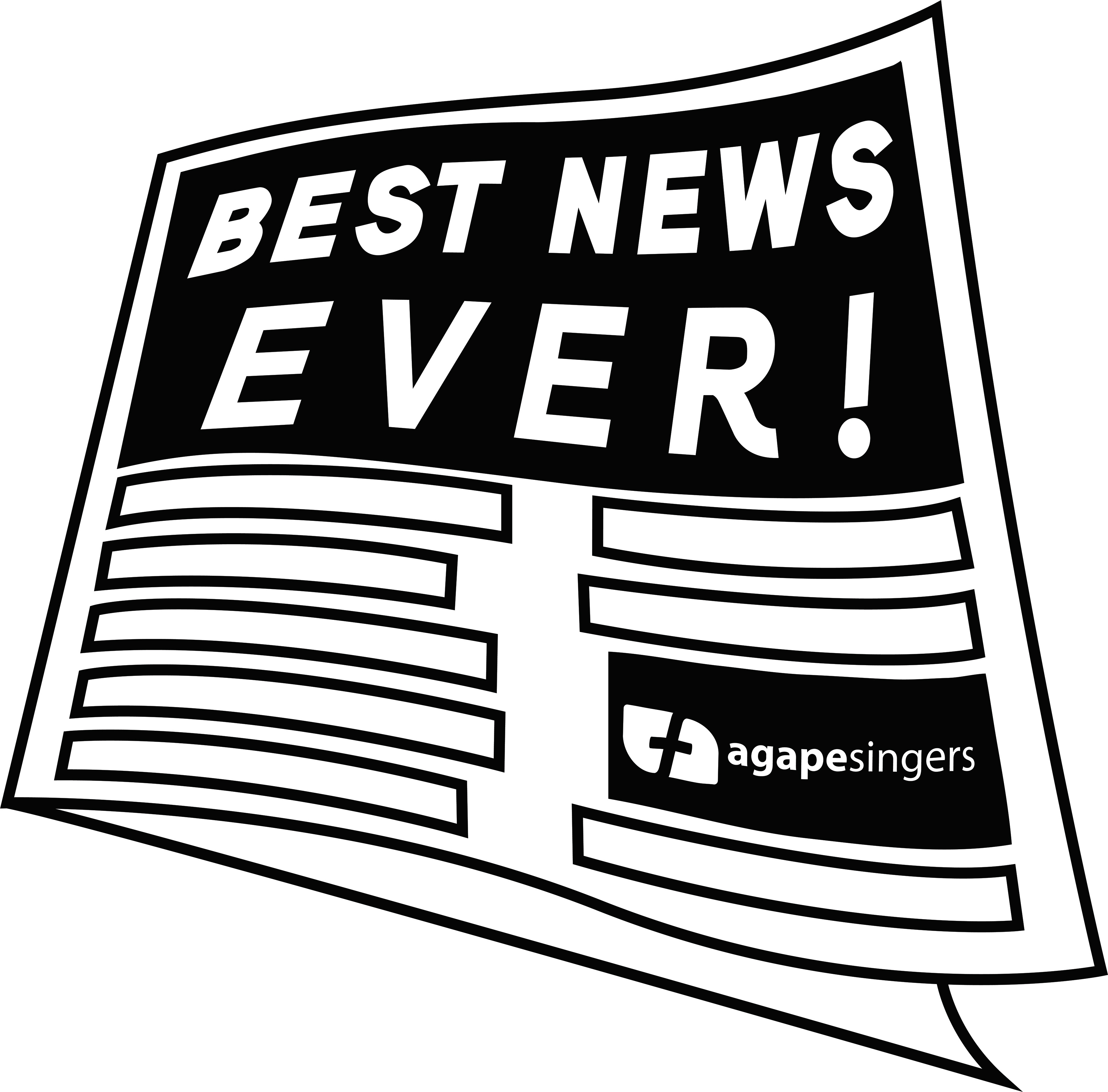 Graphic for choir tour: "Best News Ever!"