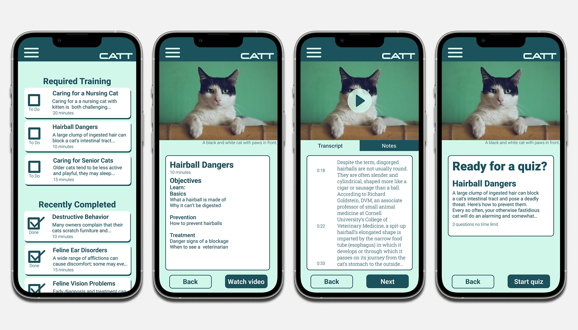 Four app screens showing the first four steps in a user flow