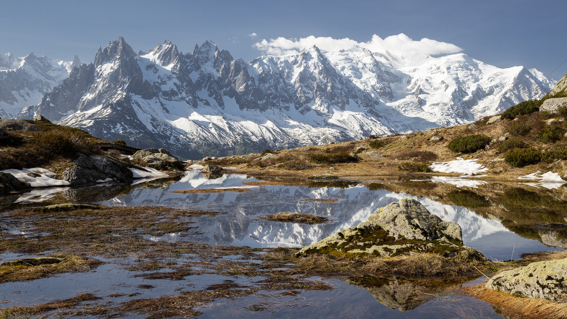 Petit lac panorama Mont blanc