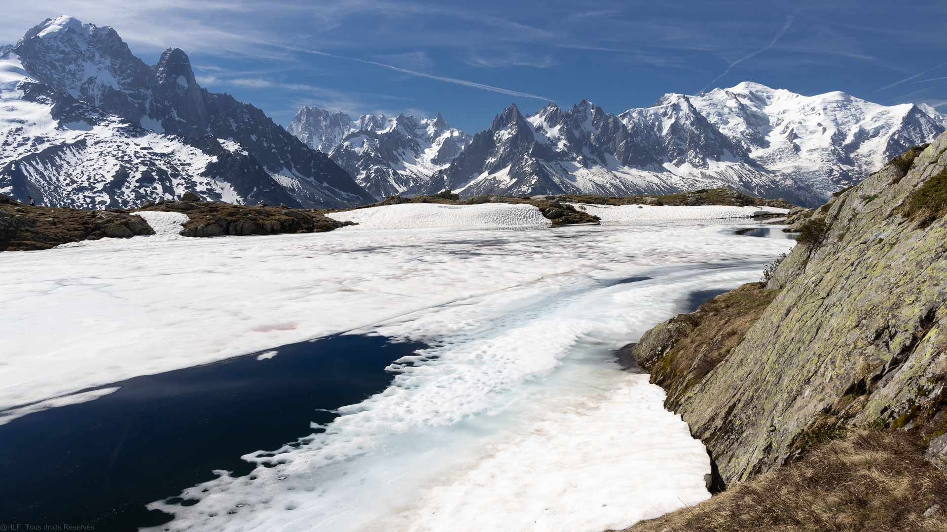 Mont blanc depuis lac de Cheserys