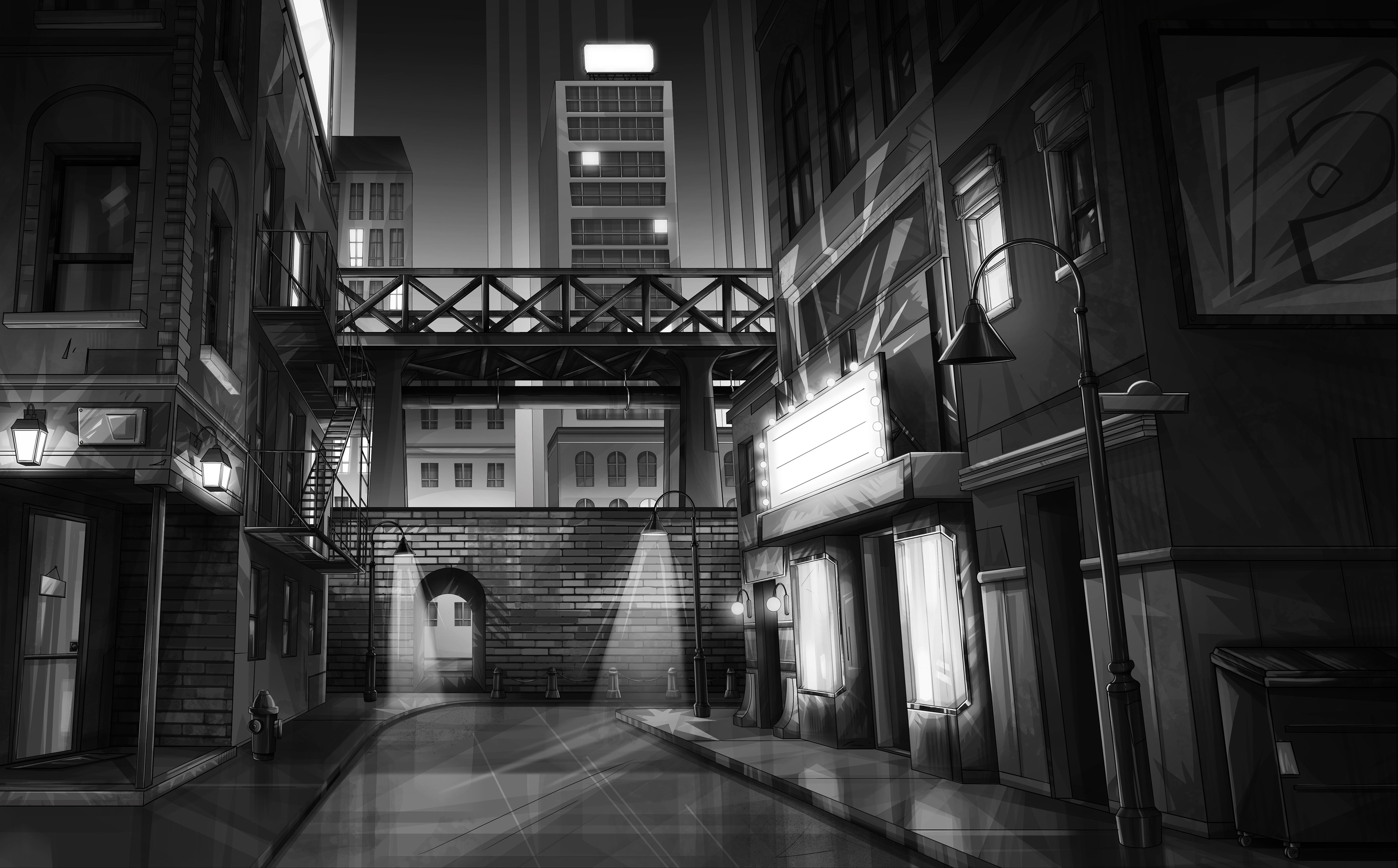 Dark city street for school 2024