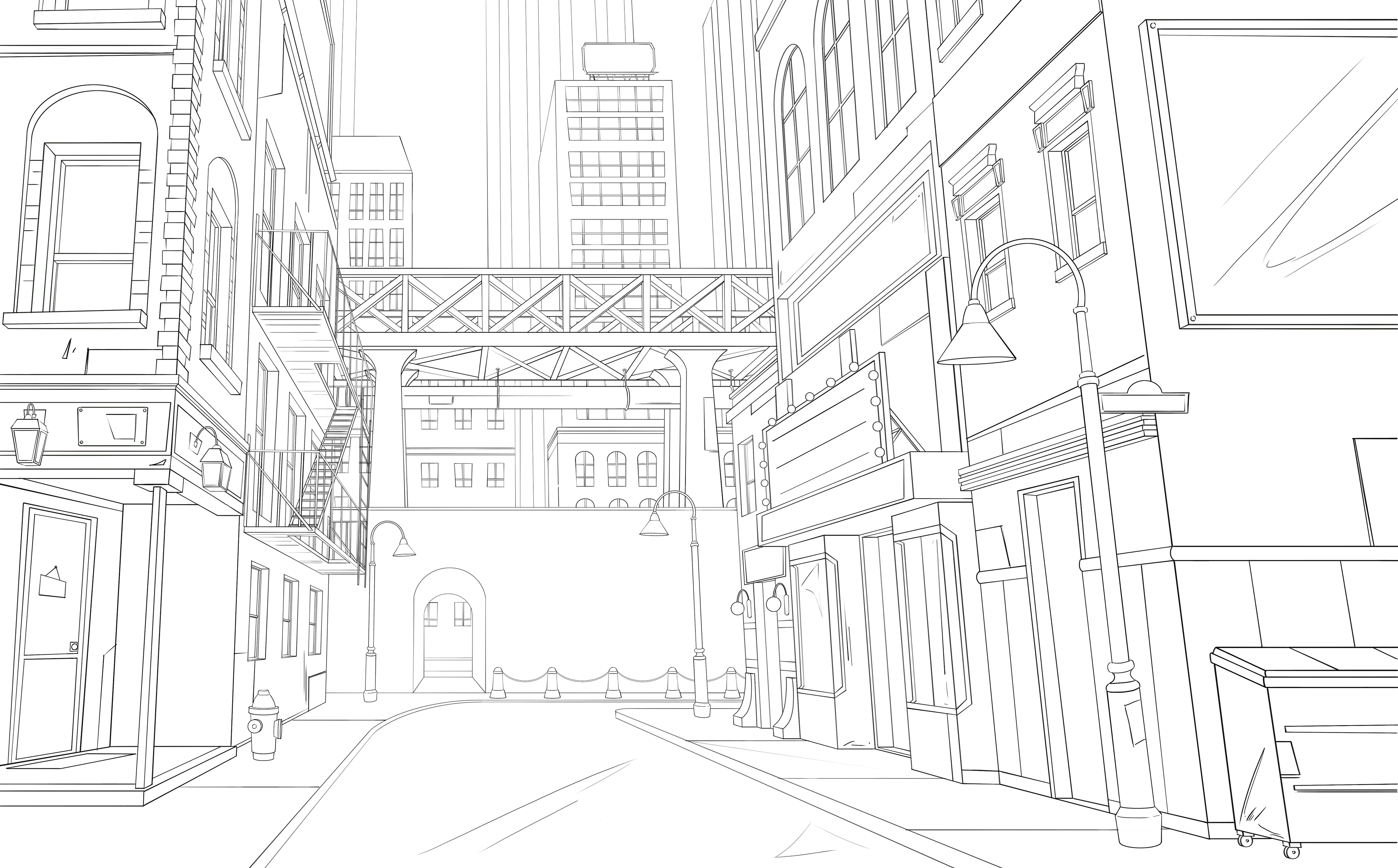 Dark city street line 2024
