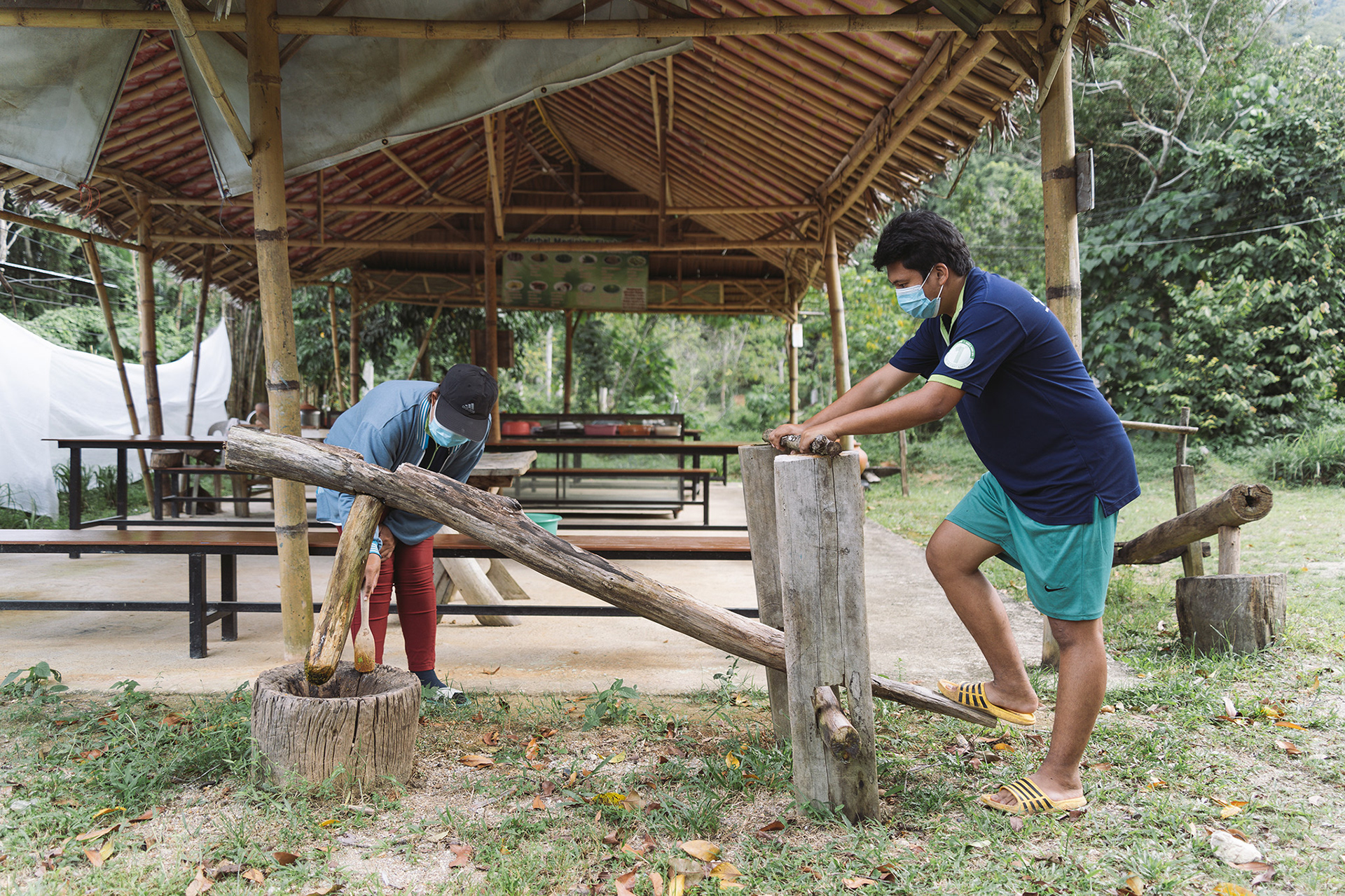 Employees making medicine at Elephant Wildlife Sanctuary Phuket