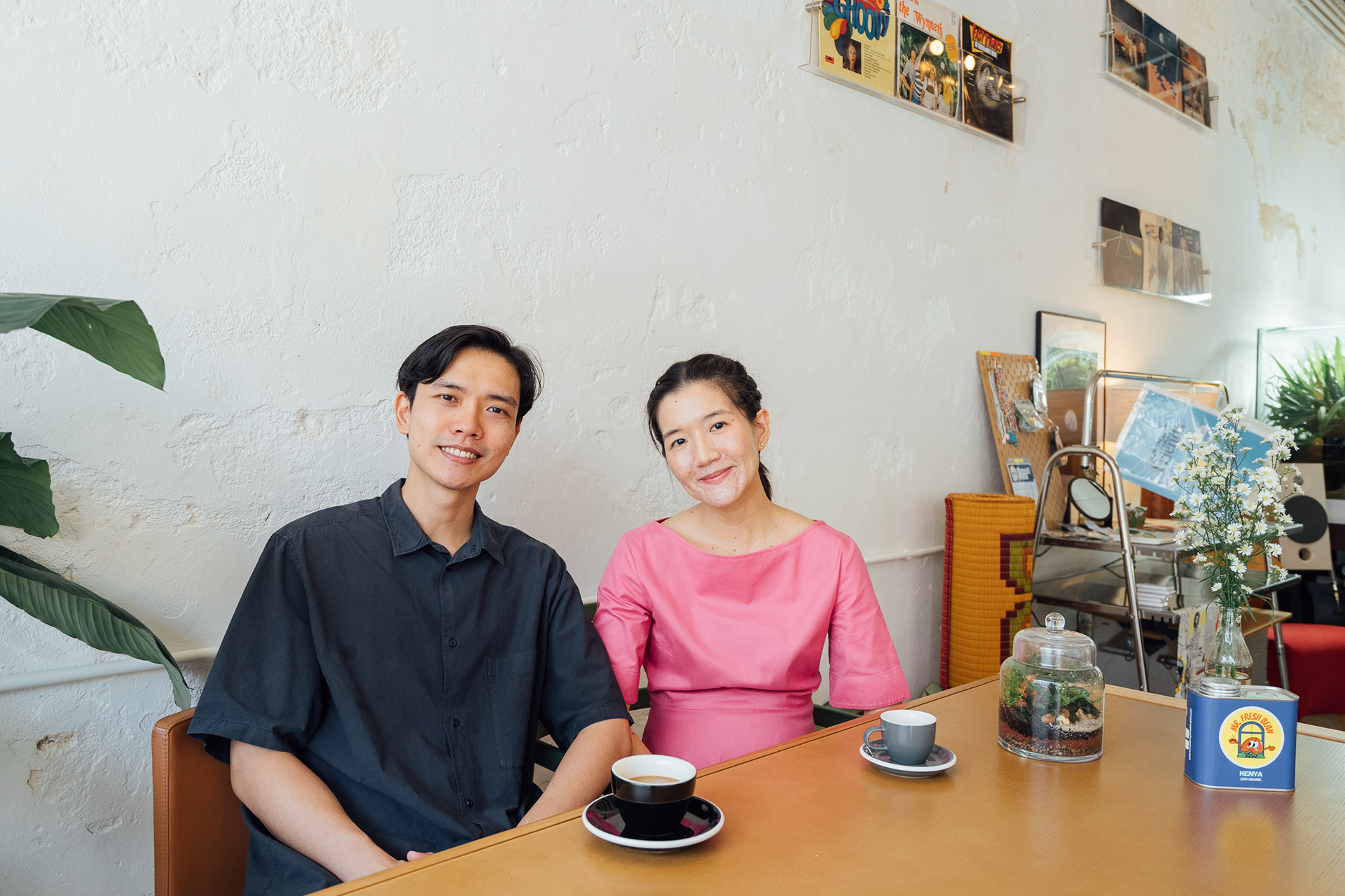 Photo of the shop owner and his girlfriend inside the shop