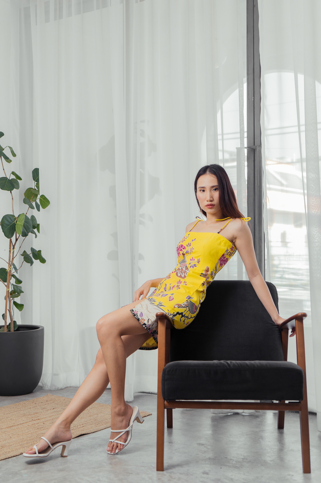 Model Photoshoot with Beautifully Patterned Handwoven Patae Fabric