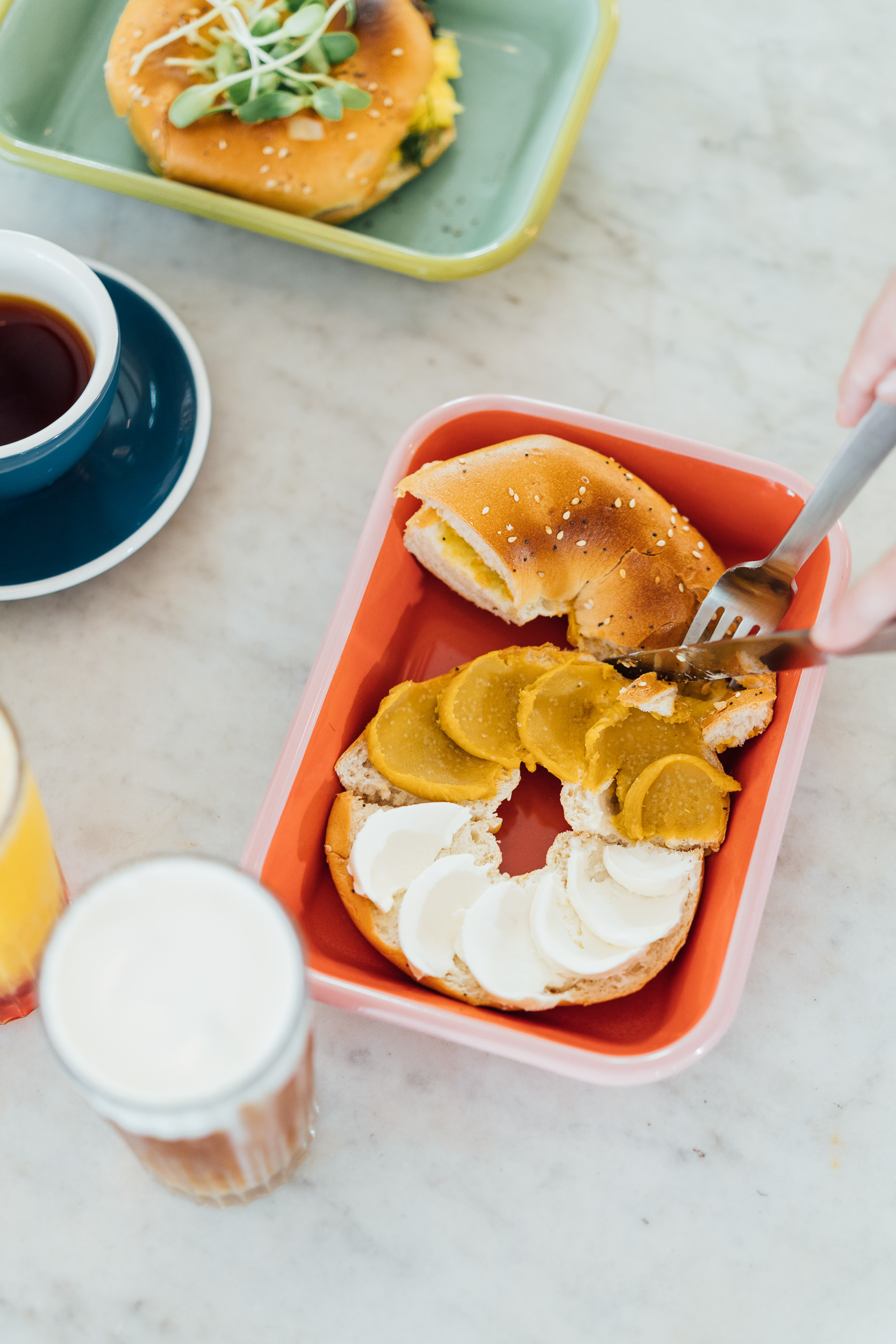 Cafe staff making Kaya Toast