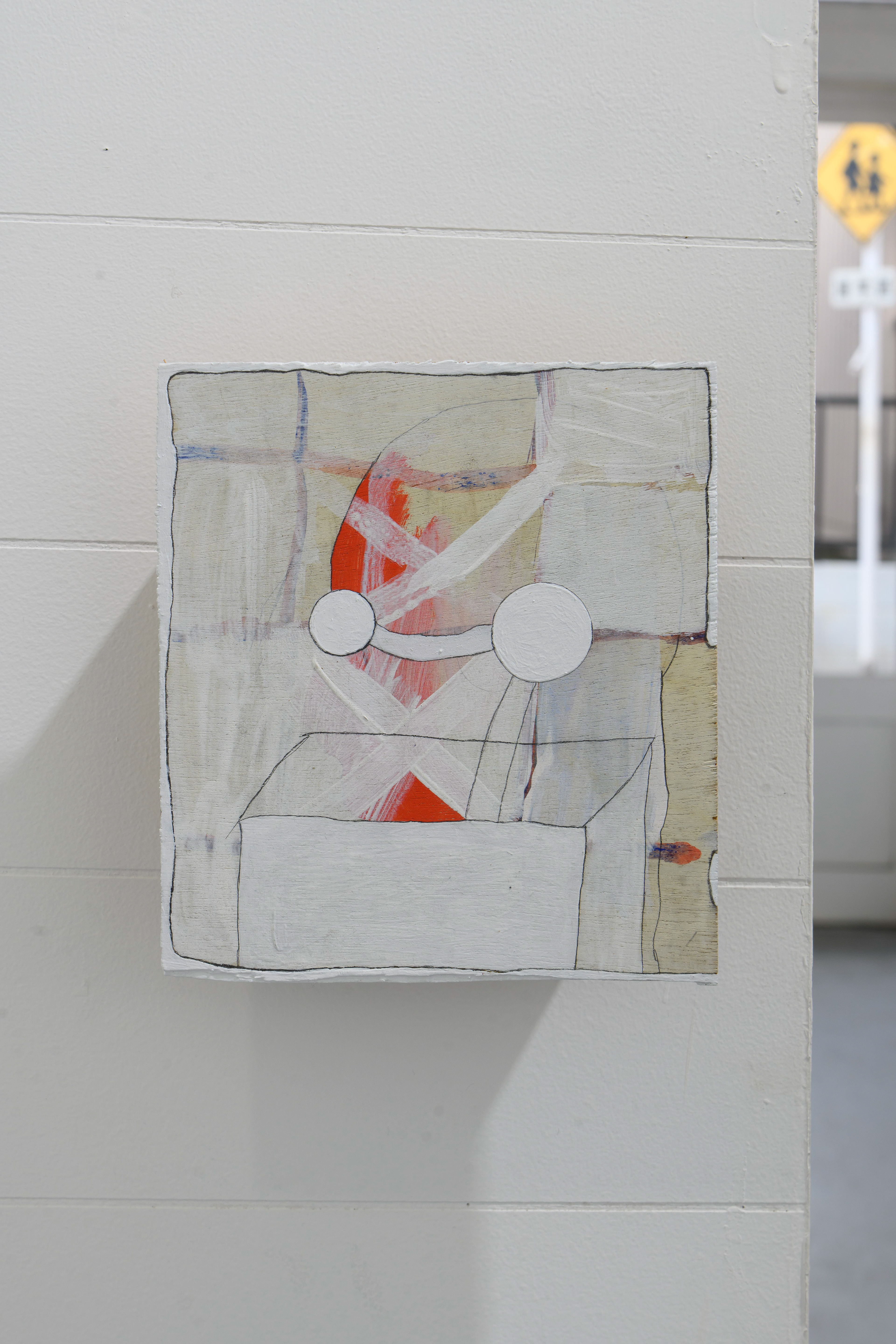 C-57/2022/Acrylic paint,pencil,gesso,wood board,wood/162×180mm/Photo:宮下夏子