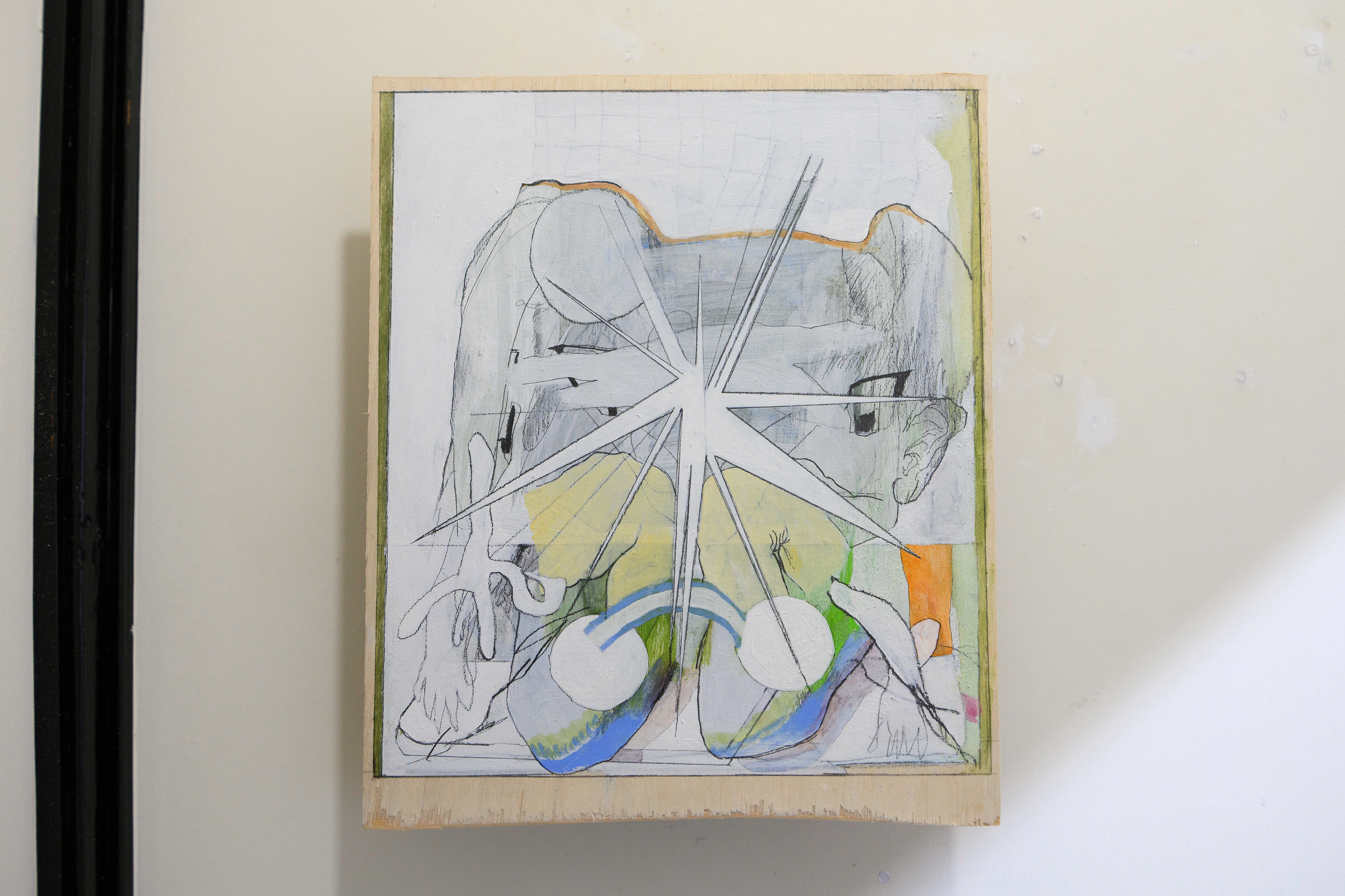 C-23/2022/Acrylic paint,pencil,gesso,wood board,wood/243×293mm/Photo:宮下夏子