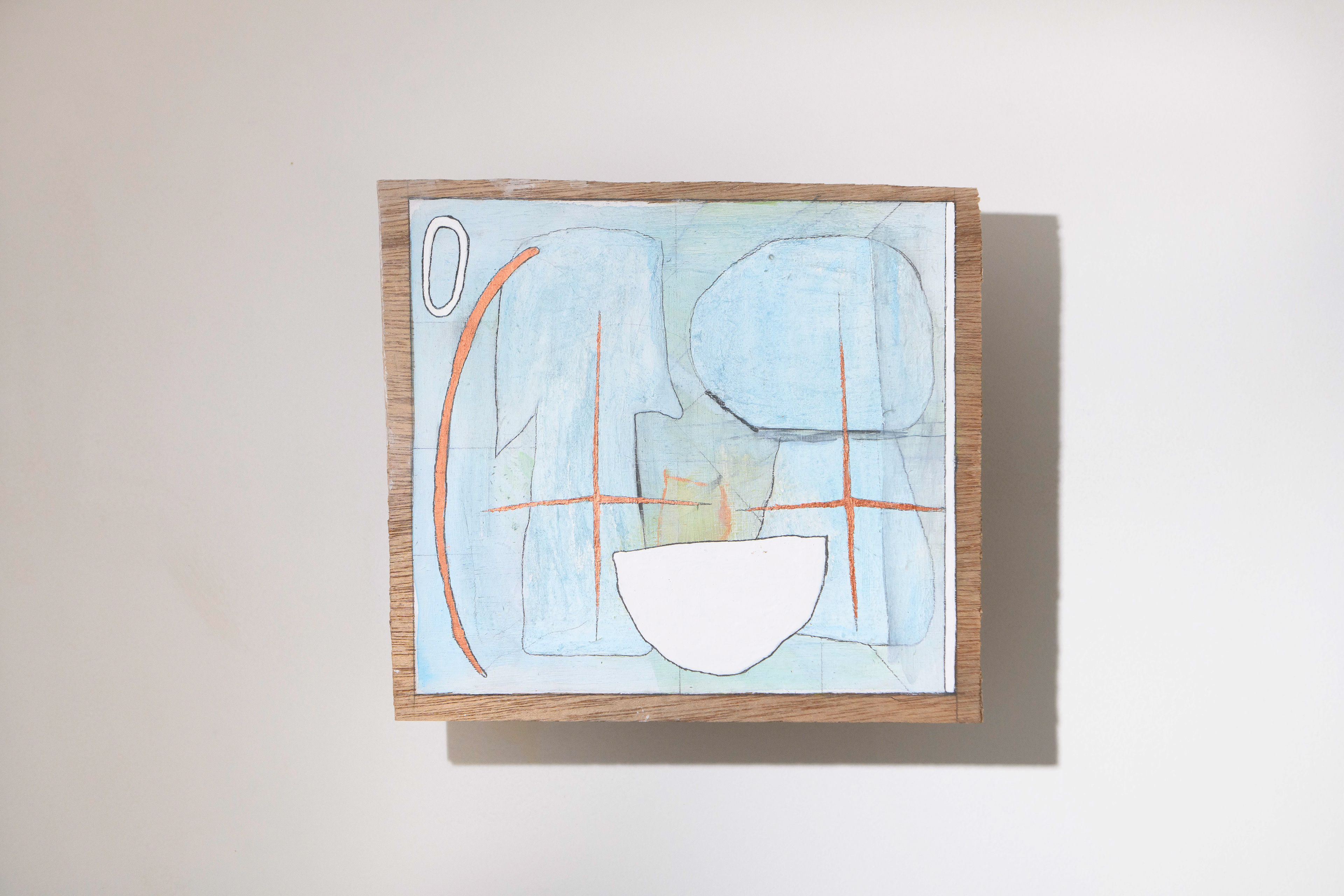 C-38/2022/Acrylic paint,pencil,gesso,wood board,wood/210×195mm/Photo:宮下夏子