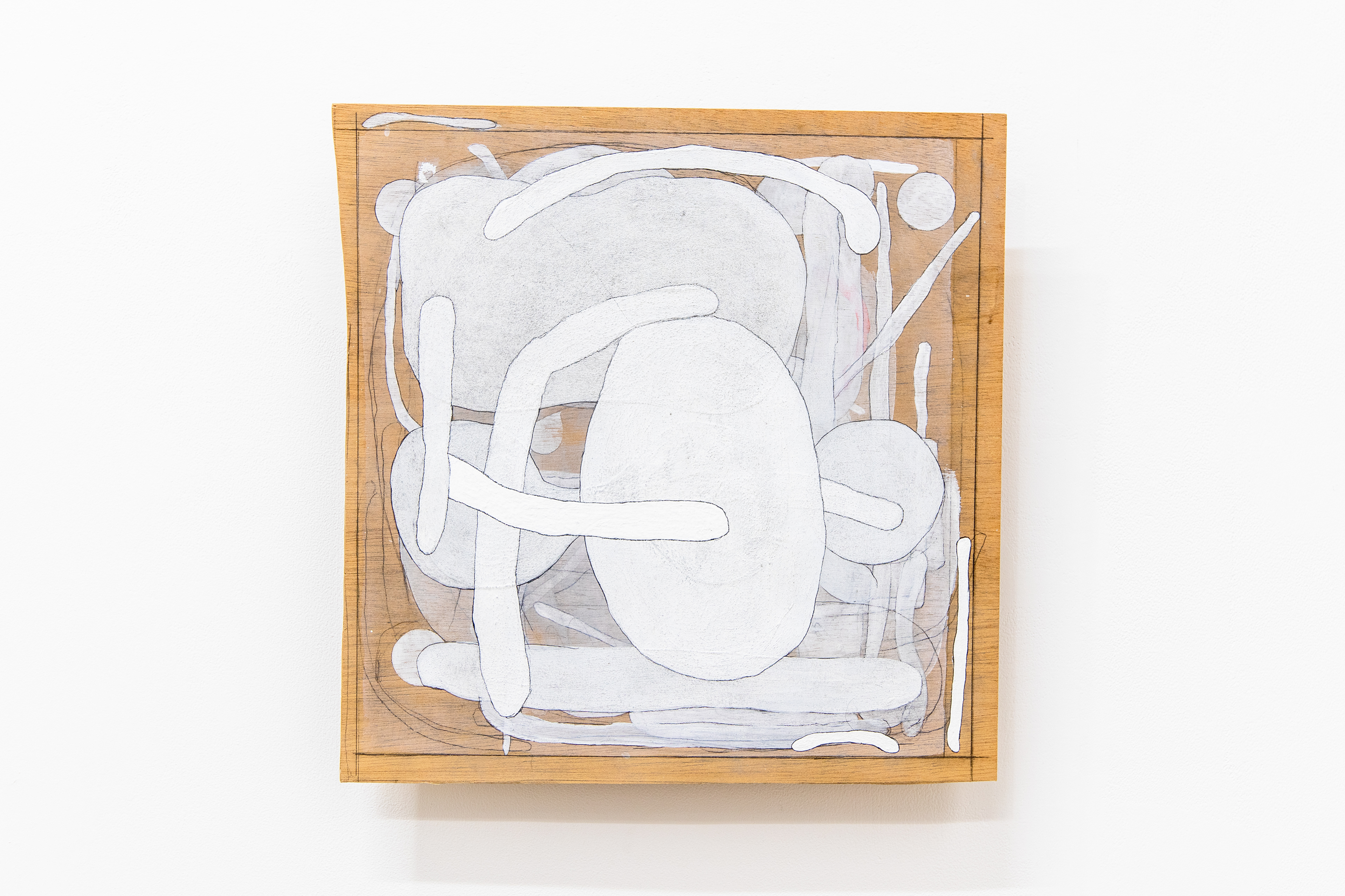 C-113/2023/Acrylic paint,pencil,gesso,wood board,wood/341×347×49mm/Photo:Minami Okumura