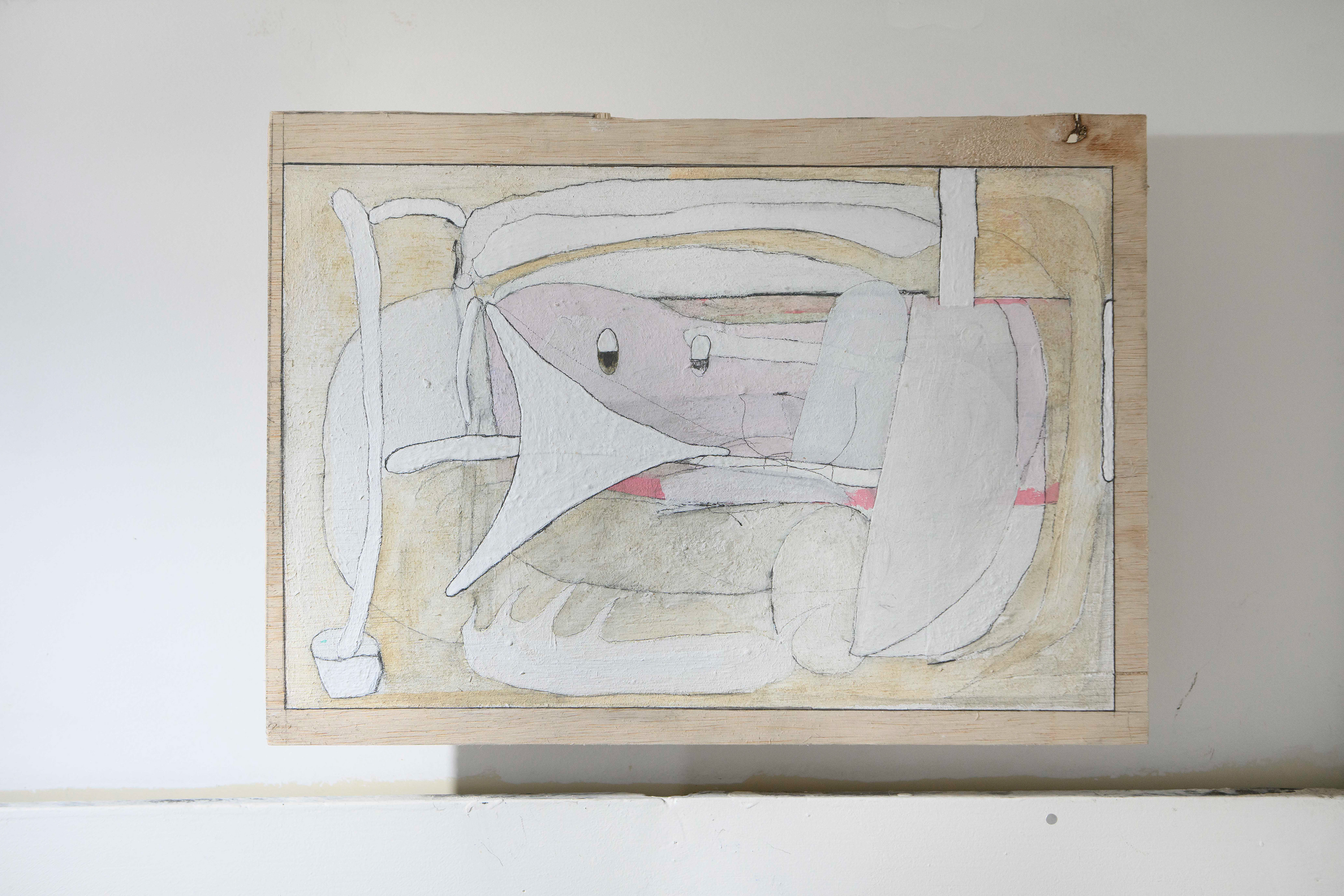 C-51/2022/Acrylic paint,pencil,gesso,wood board,wood/277×385mm/Photo:宮下夏子
