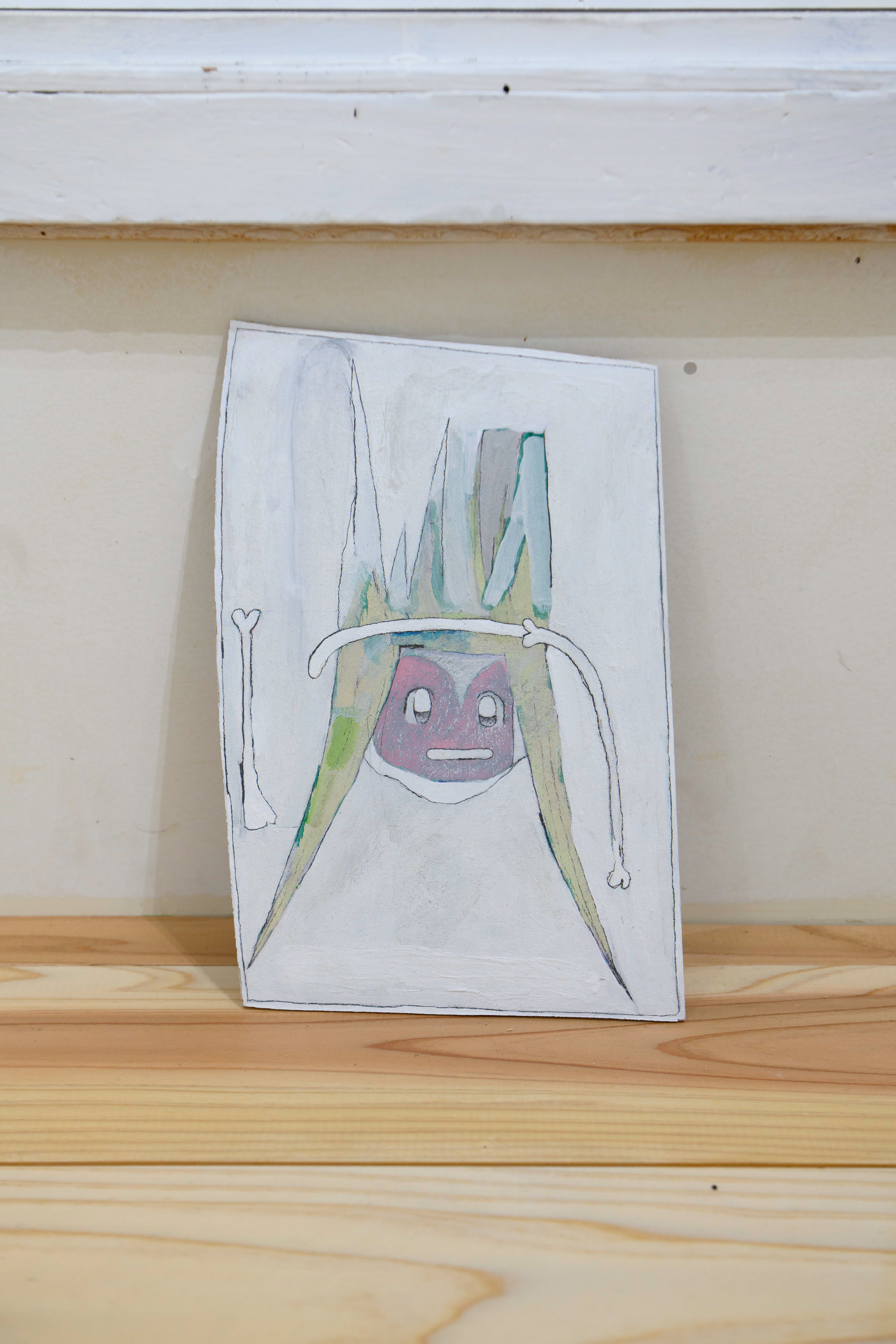 C-39/2022/Acrylic paint,pencil,gesso,wood board,wood/173×263mm/Photo:宮下夏子