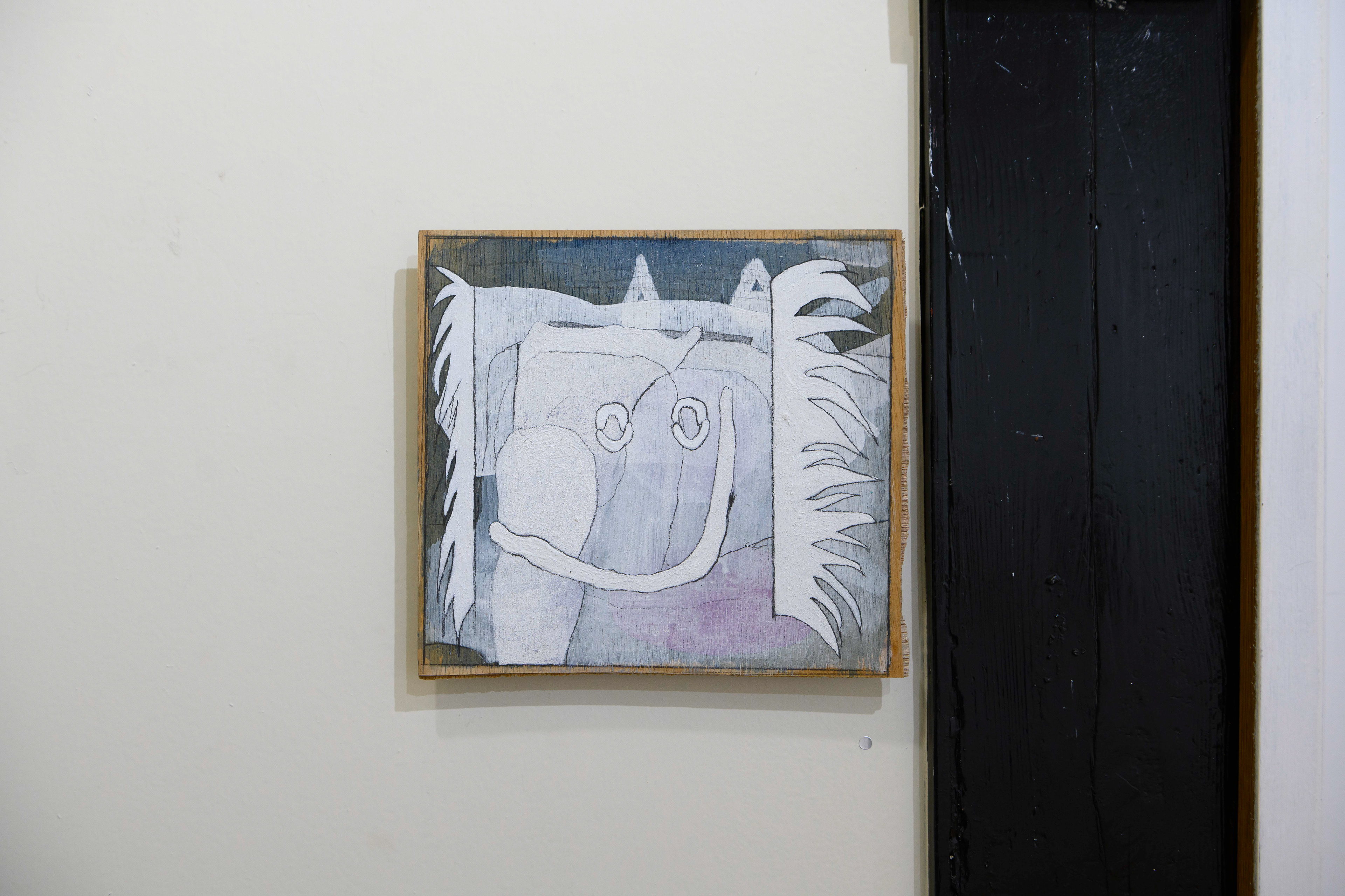 C-61/2022/Acrylic paint,pencil,gesso,wood board,wood/172×160mm/Photo:宮下夏子