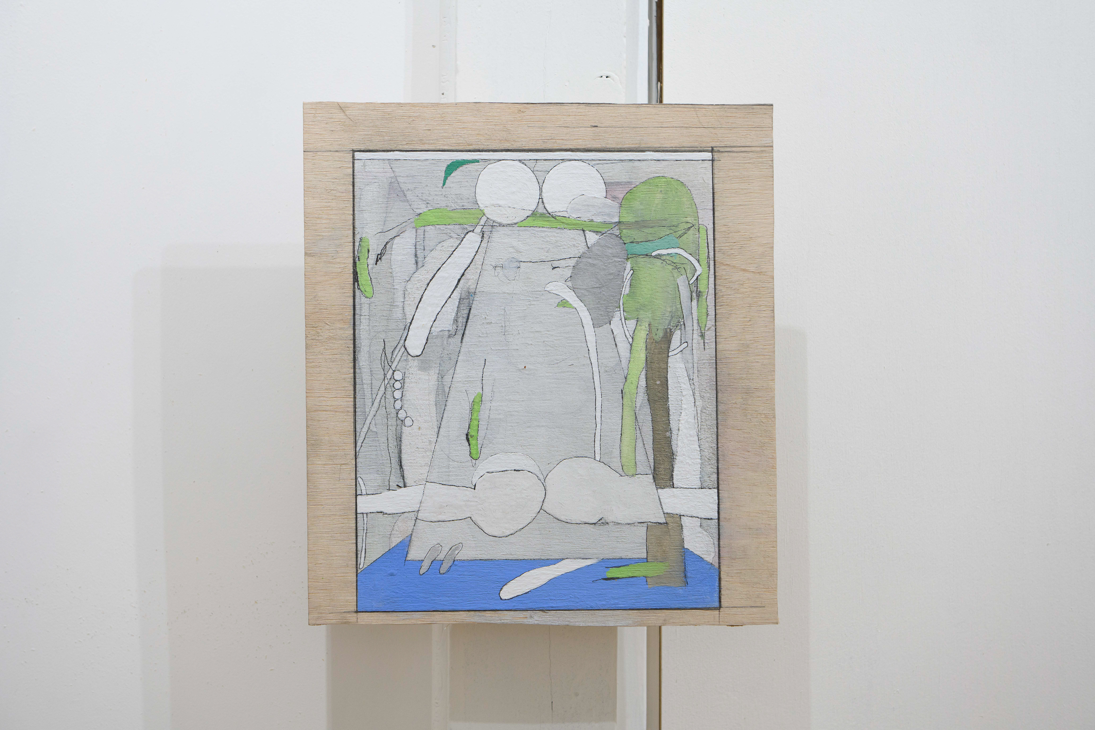 C-47/2022/Acrylic paint,pencil,gesso,wood board,wood/307×275mm/Photo:宮下夏子