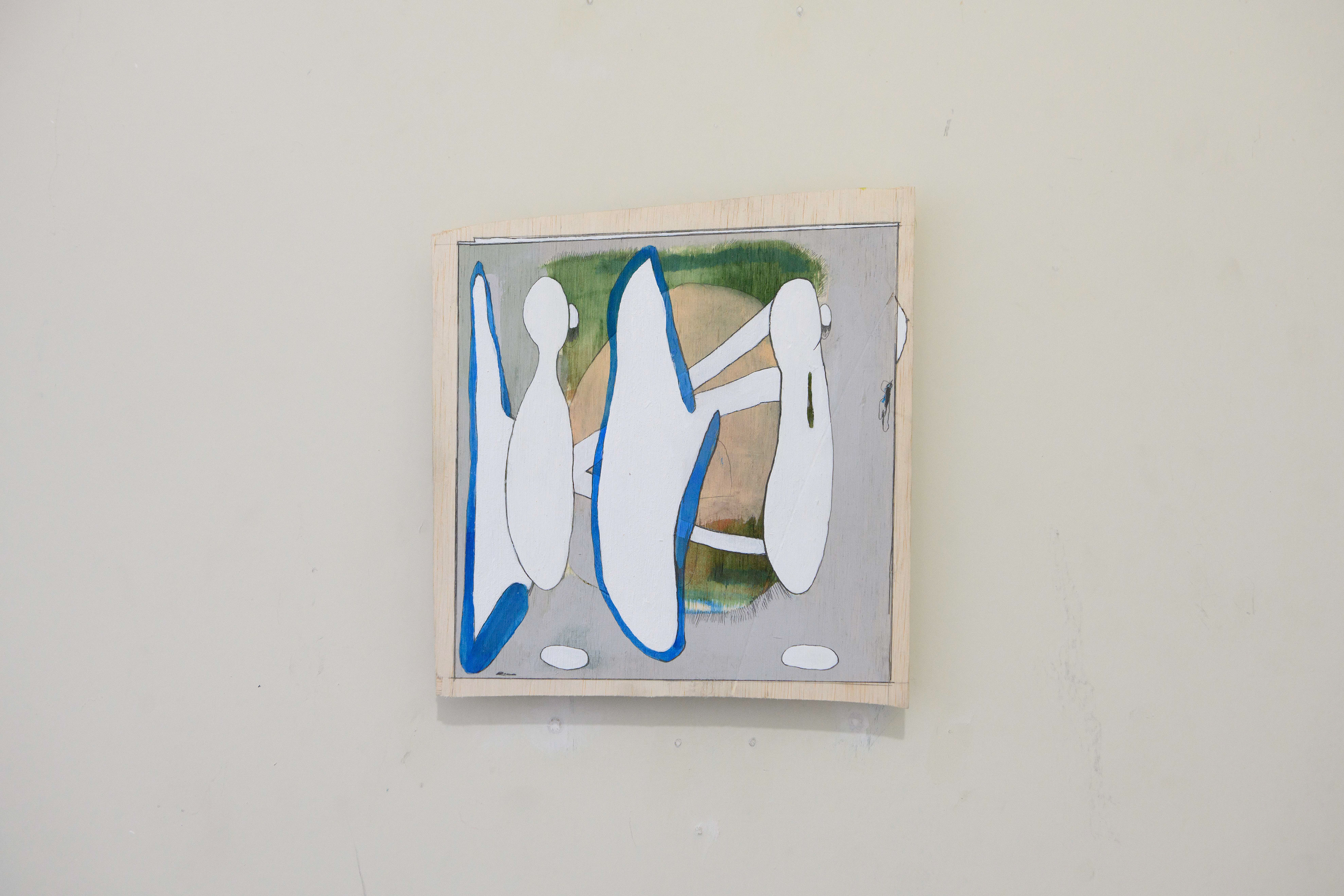 C-59/2022/Acrylic paint,pencil,gesso,wood board,wood/195×210mm/Photo:宮下夏子