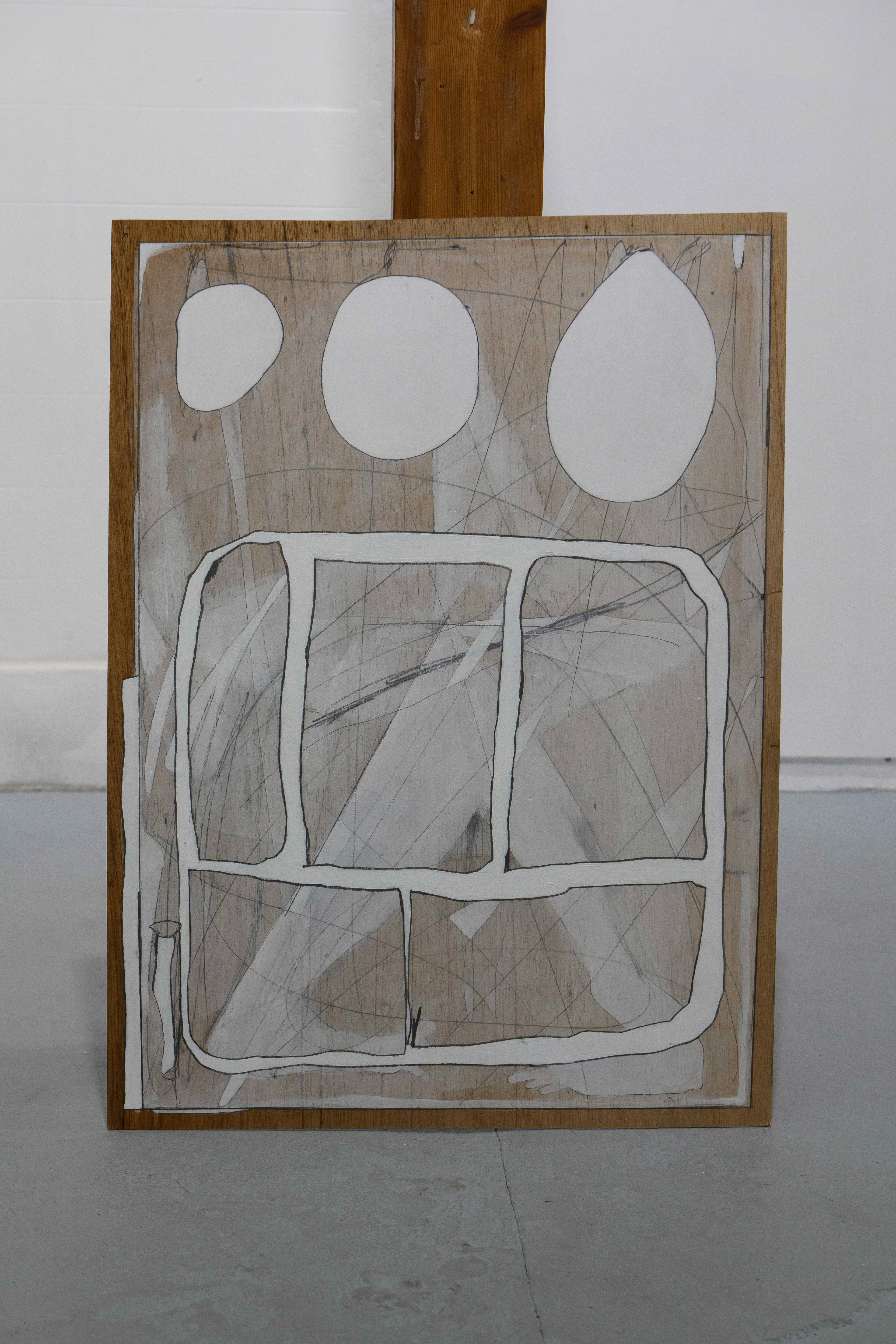 C-34/2022/Acrylic paint,pencil,gesso,wood board/450×610mm/Photo:宮下夏子