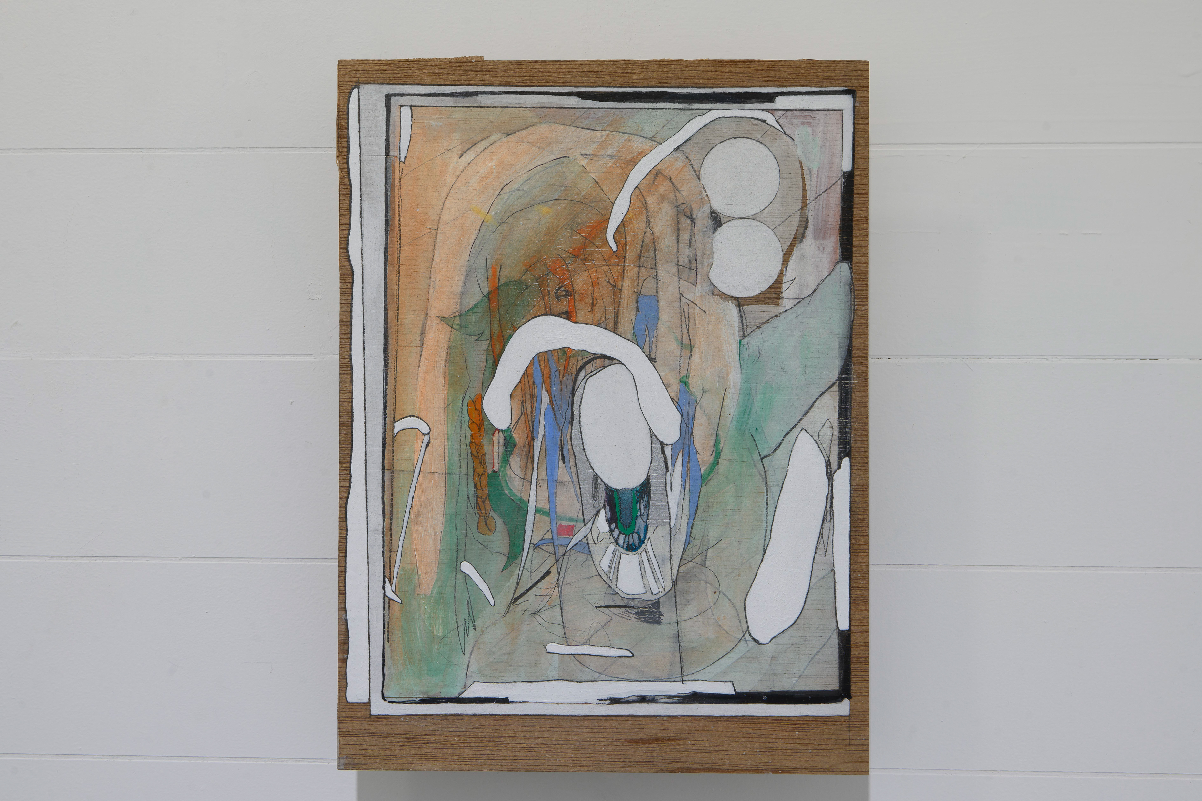 C-46/2022/Acrylic paint,pencil,gesso,wood board,wood/247×323mm/Photo:宮下夏子