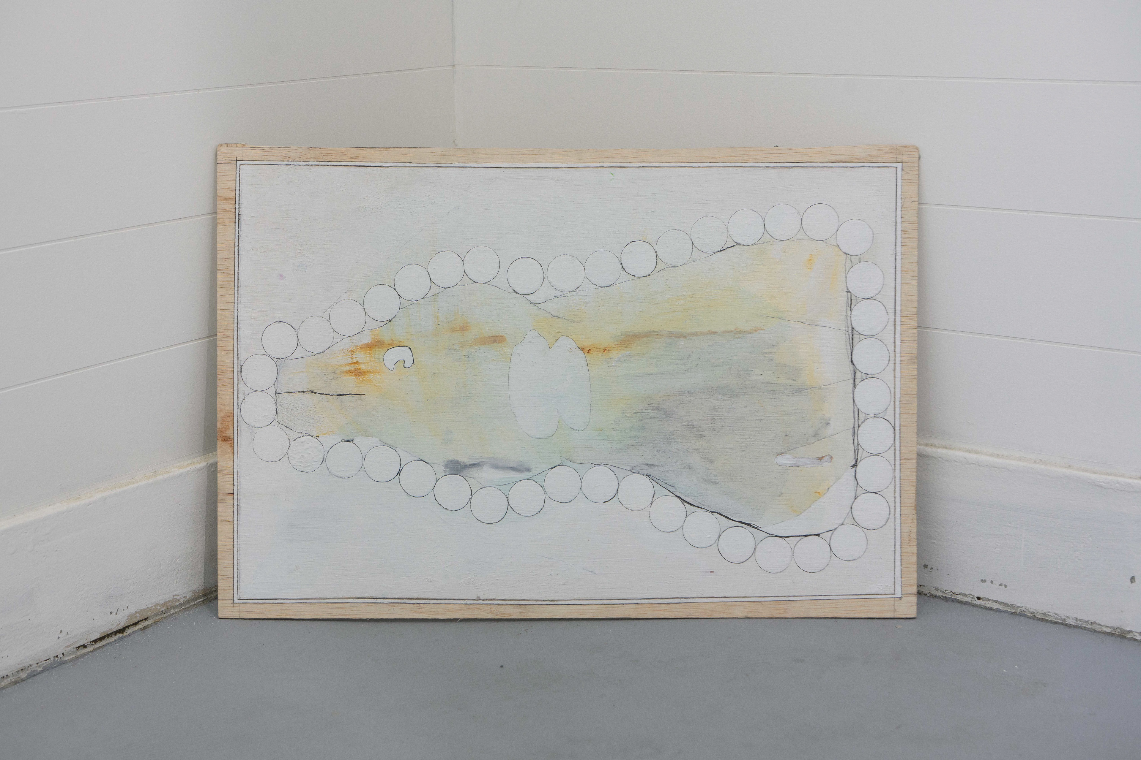 C-35/2022/Acrylic paint,pencil,gesso,wood board/561×378mm/Photo:宮下夏子