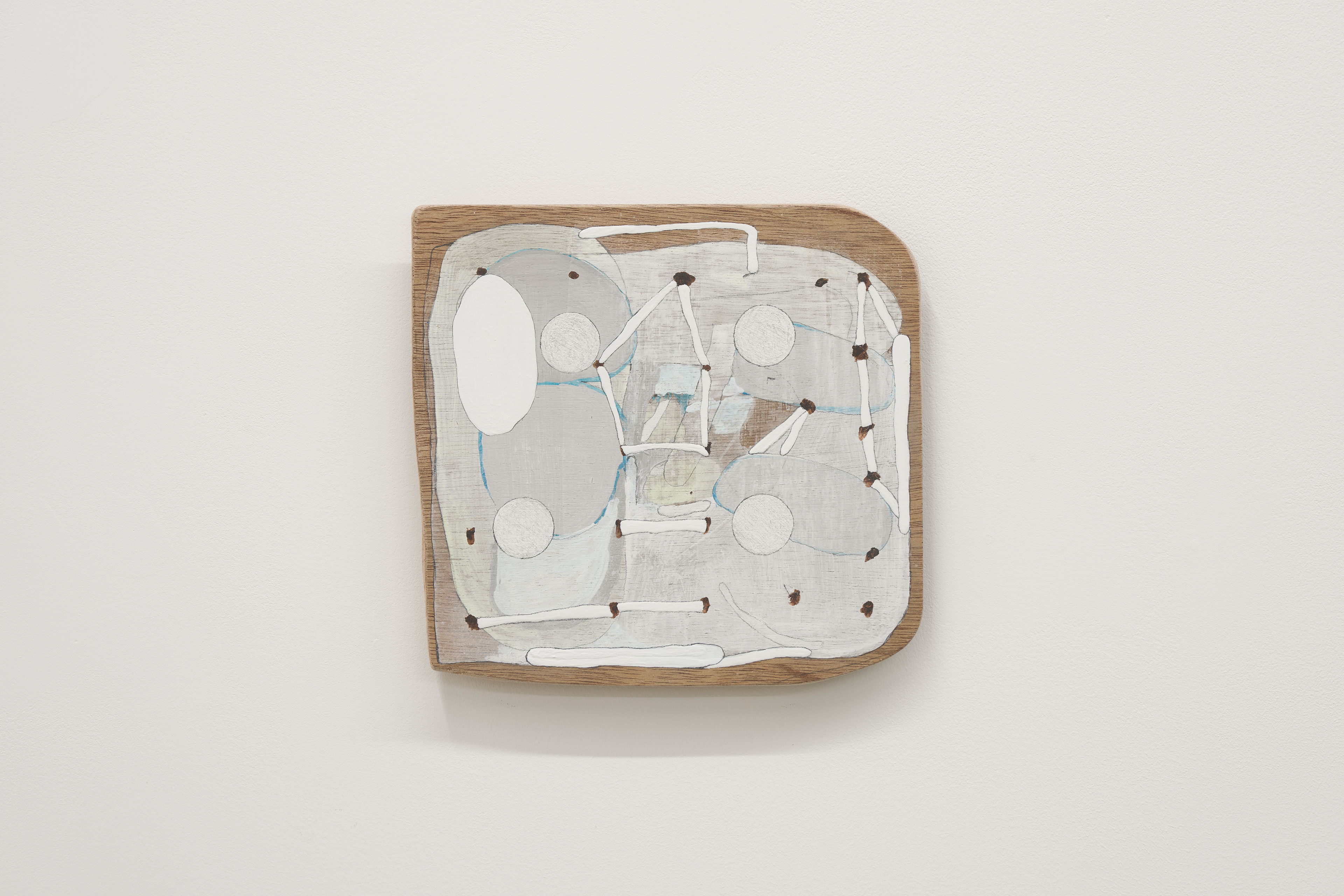 C-156/2025/Acrylic, pencil, gesso, plywood, wood,227×240×24mm