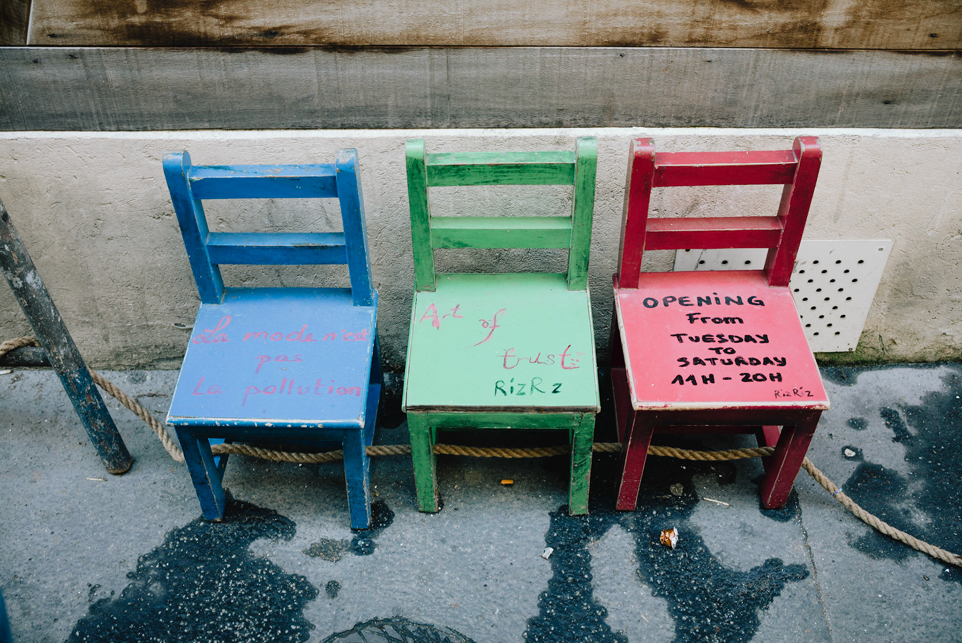 Announcement for an art opening on Rue de l'Echaudé