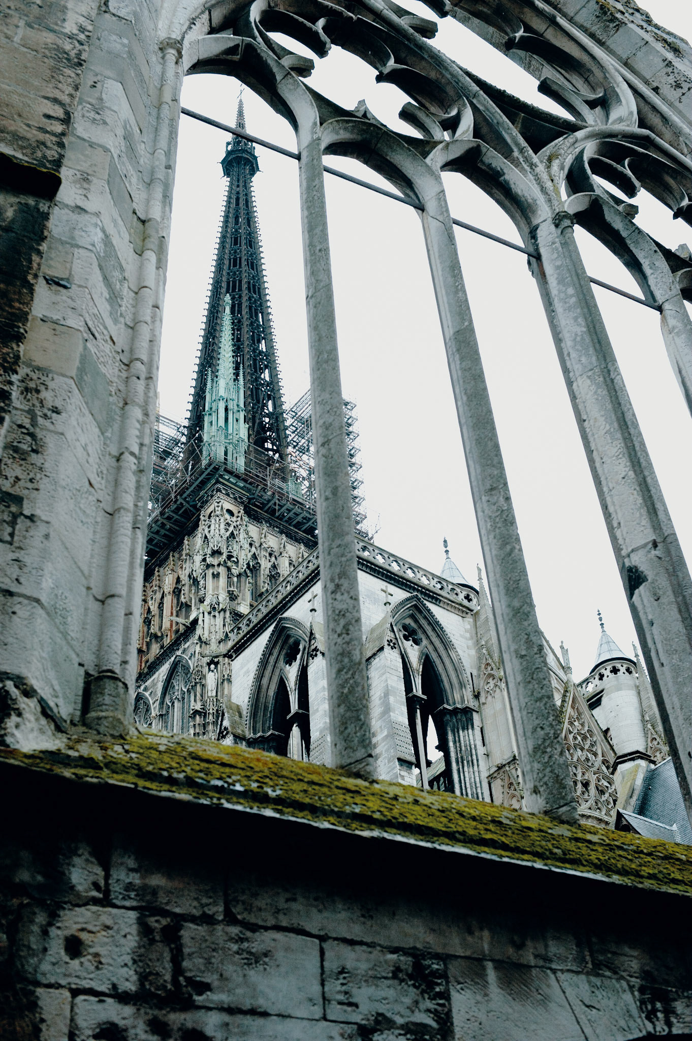 This is the famous cathedral in Rouen which Monet kept painting in different light. That black iron spire symbolizes the pile of stakes where Joan of Arc was burned.