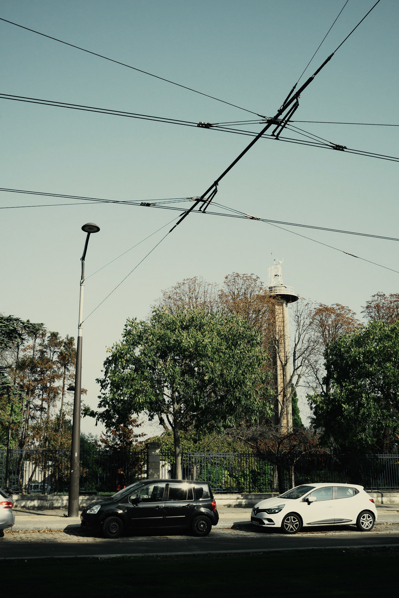 Trolley power lines over Boulevard Jourdan