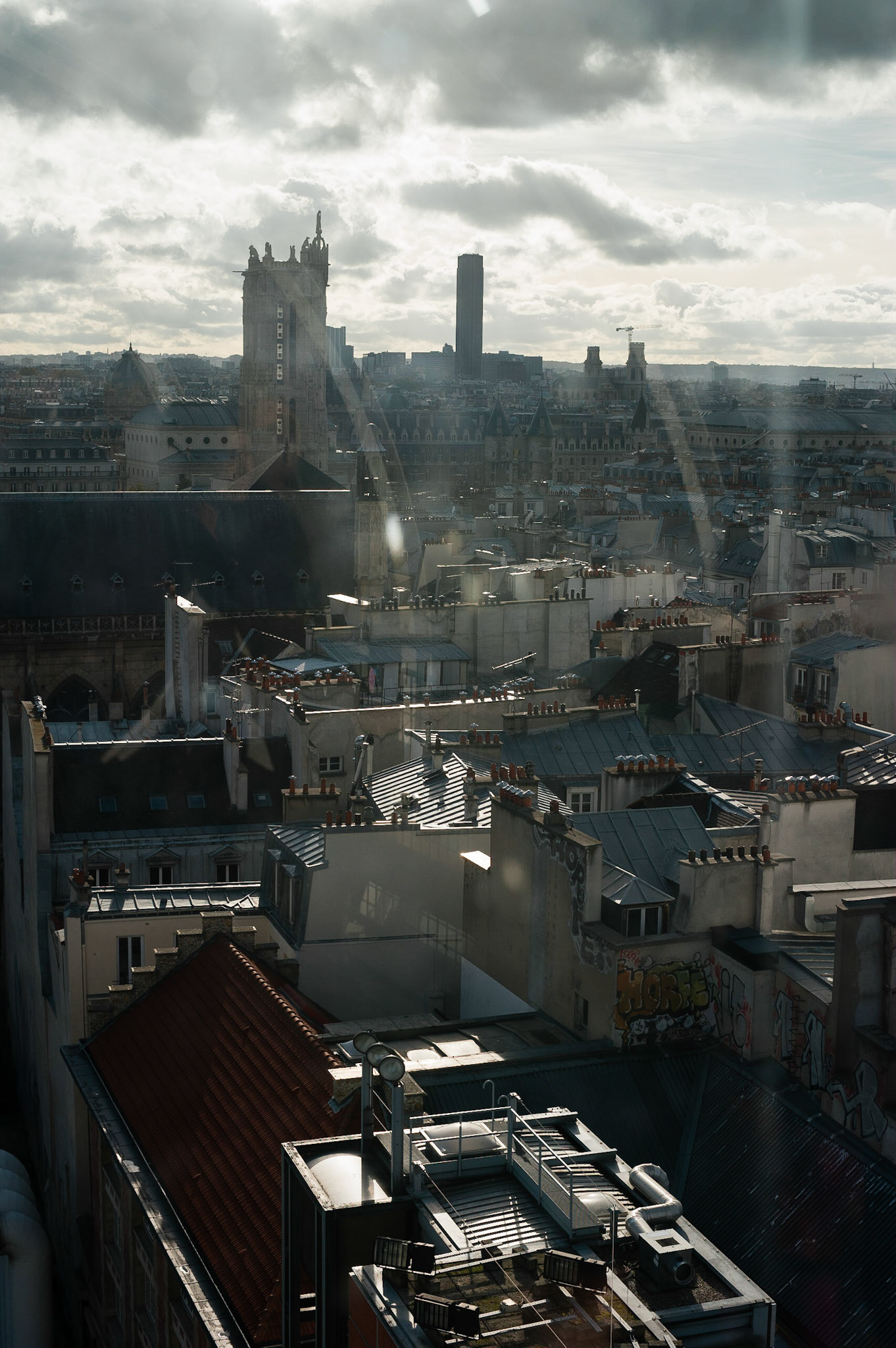 View of the Montparnasse Tower from the observation deck of the Pompidou