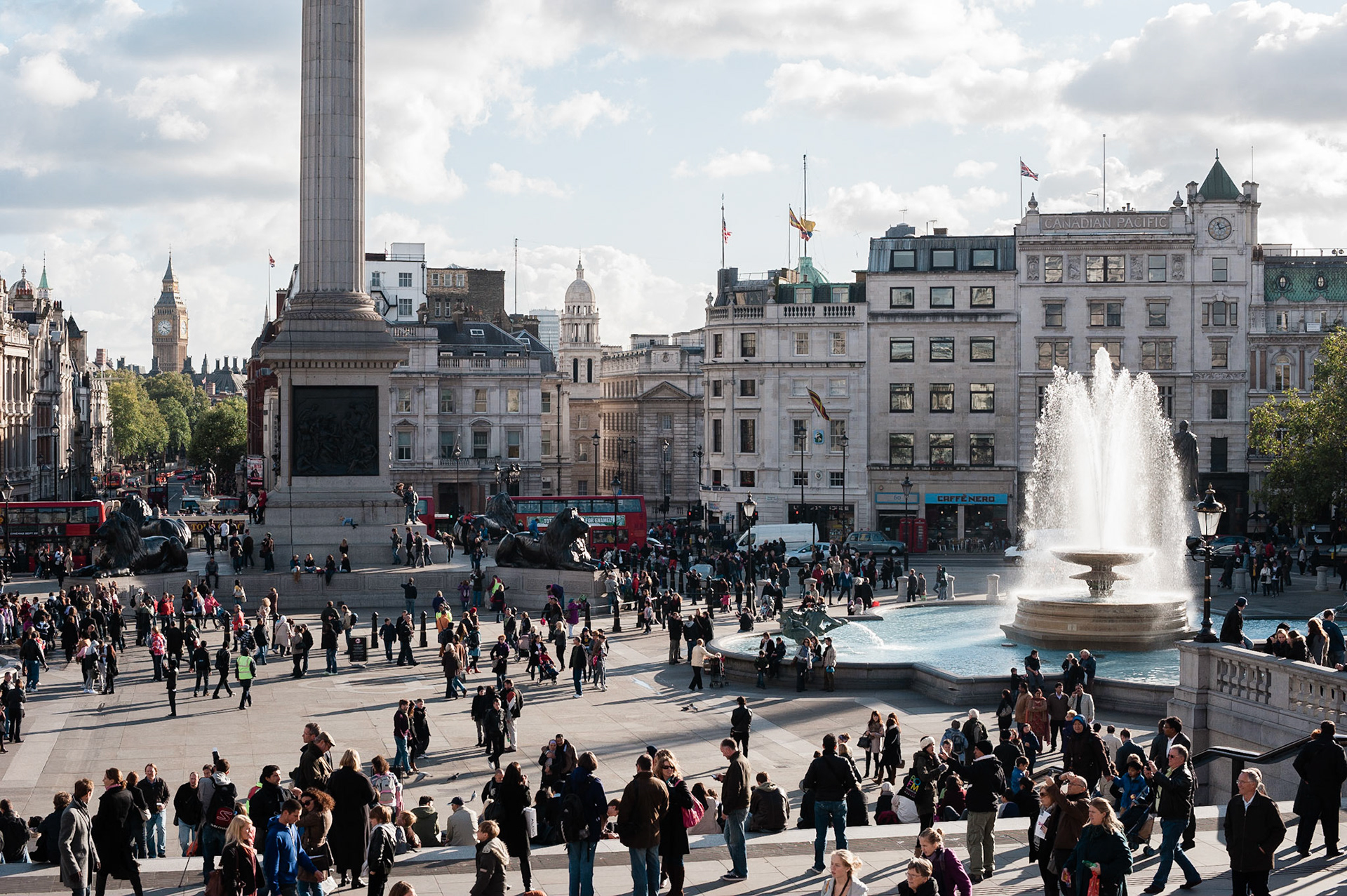 View of Trafalgar Square and Big Ben from the National Gallery