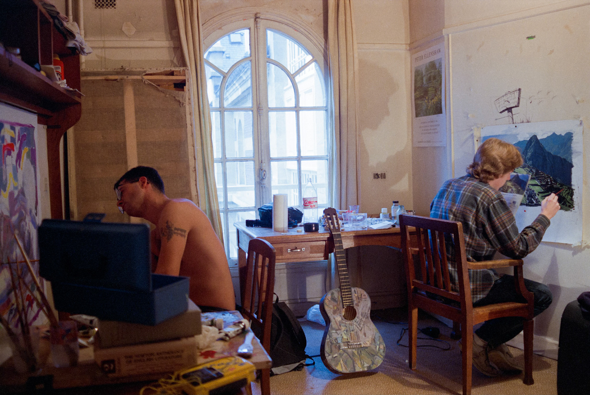 Blake and Mark not staging a photo in their Paris dorm room