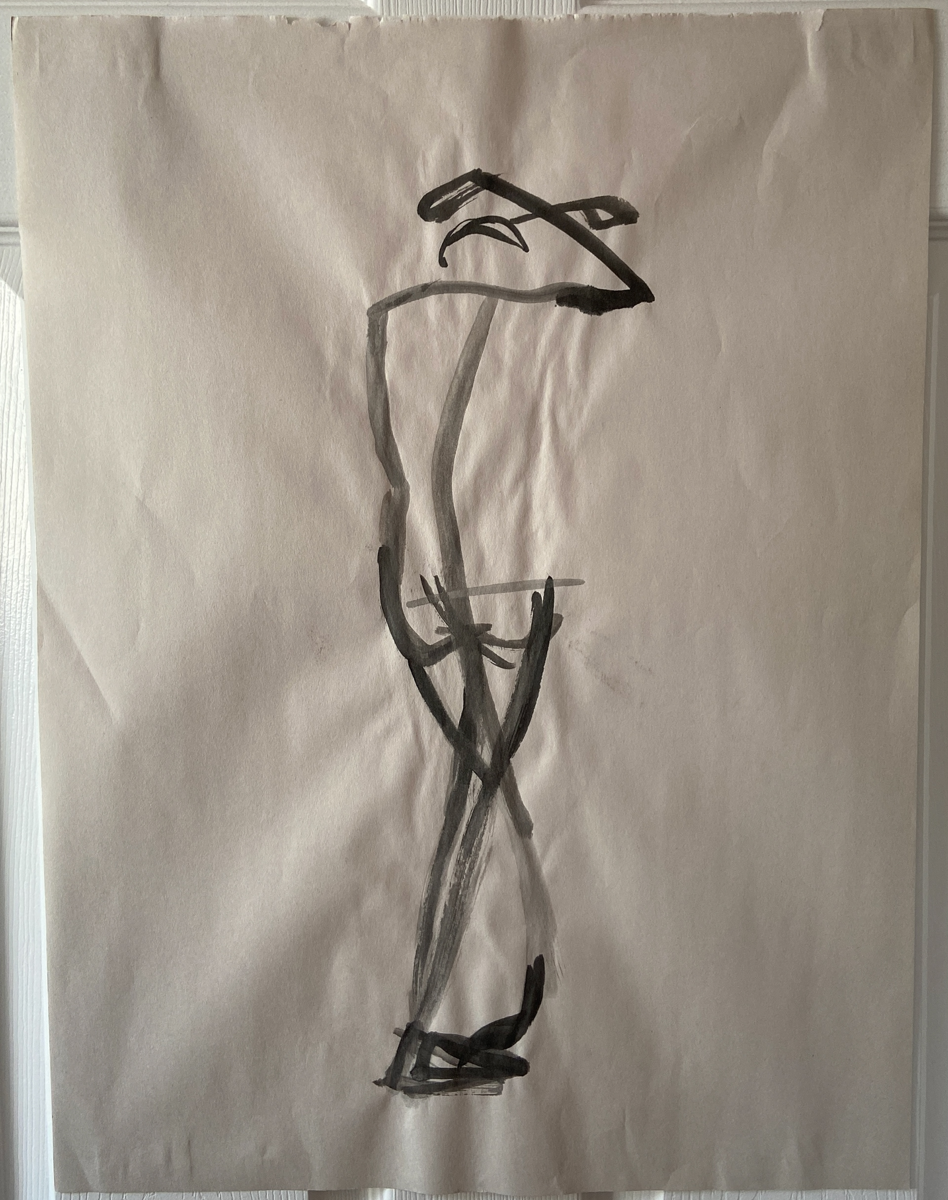 Figure gesture drawing in ink.