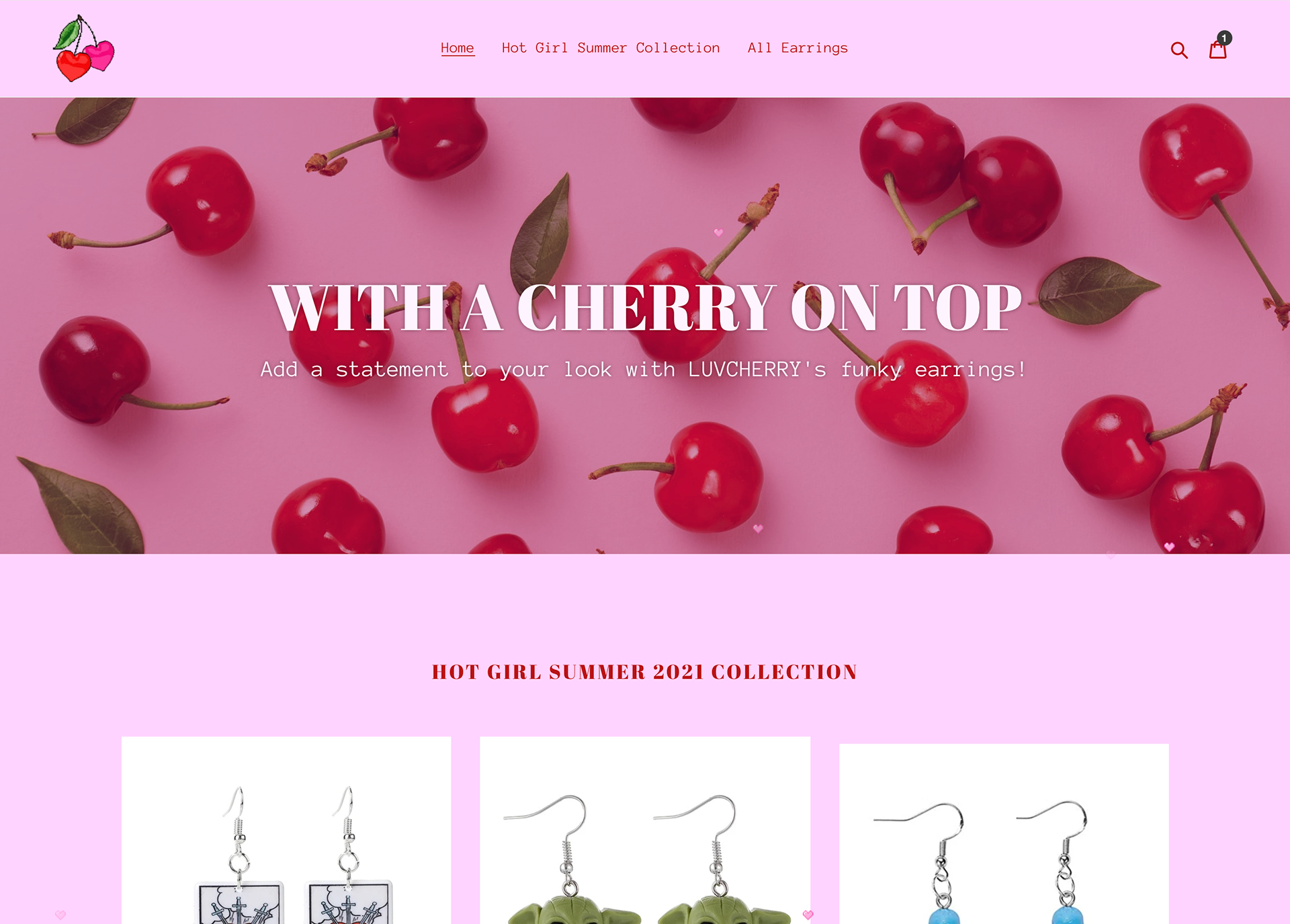 LuvCherry Earrings - UI Website Design