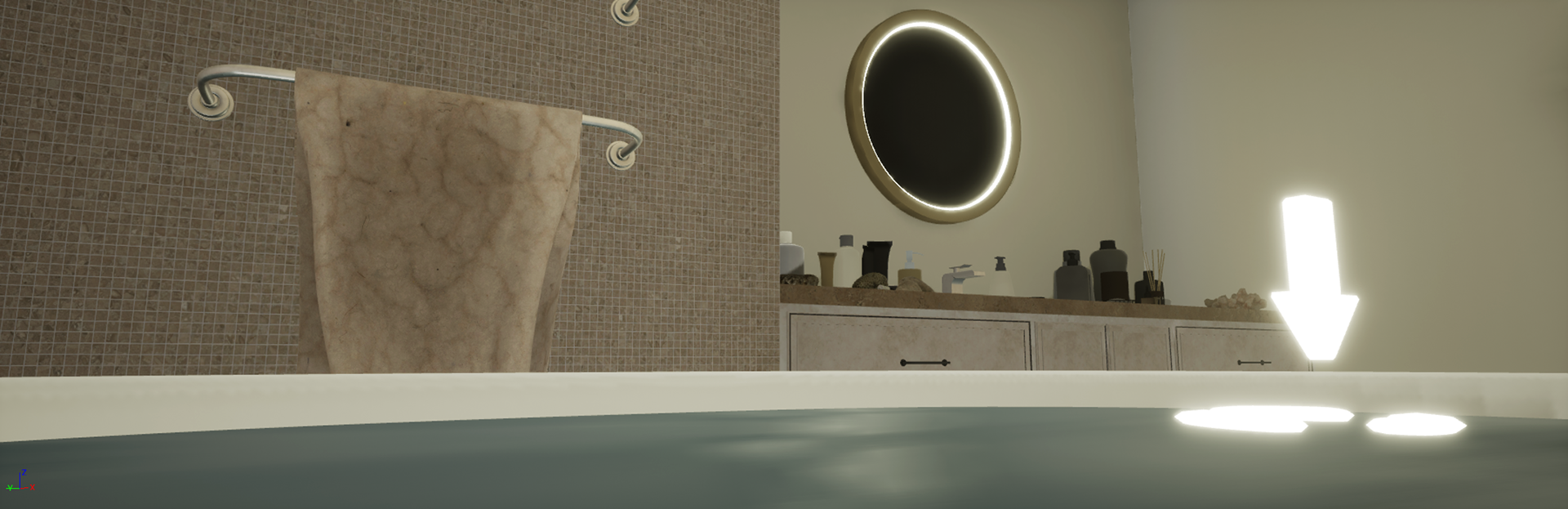 Introductory level set inside of a bathtub