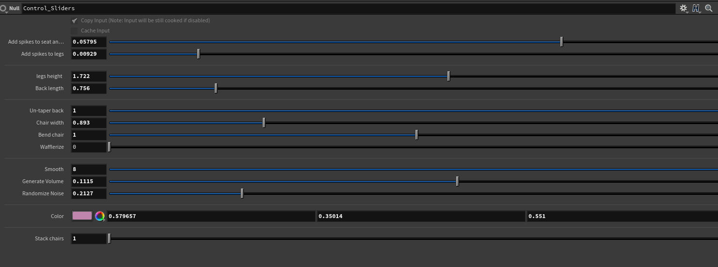 Parameter sliders