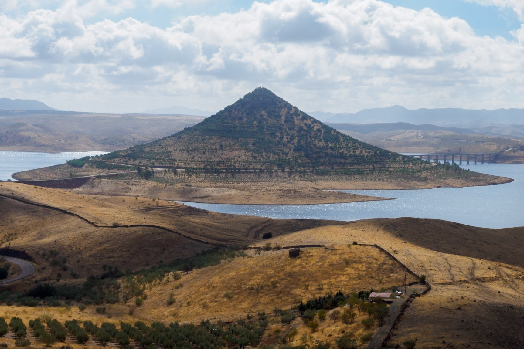 The imposing Cerro Masatrigo in the Extremadura region of Spain, dwarfs the surrounding area.