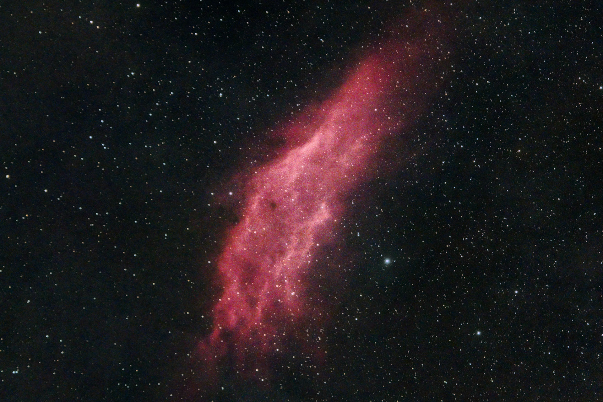 SIMPLE  =                    T / file does conform to FITS standardBITPIX  =                  -32 / number of bits per data pixelNAXIS   =                    3 / number of data axesNAXIS1  =                 2400 / length of data axis 1NAXIS2  =                 1600 / length of data axis 2NAXIS3  =                    3 / length of data axis 3EXTEND  =                    T / FITS dataset may contain extensionsCOMMENT   FITS (Flexible Image Transport System) format is defined in 'AstronomyCOMMENT   and Astrophysics', volume 376, page 359; bibcode: 2001A&amp;A...376..359HMIPS-FHI=                    1 / Upper visualization cutoffMIPS-FLO=                    0 / Lower visualization cutoffBZERO   =                    0 / offset data range to that of unsigned shortBSCALE  =                    1 / default scaling factorDATE    = '2023-09-21T21:36:43' / UTC date that FITS file was createdDATE-OBS= '2023-09-19T01:35:11.376309' / YYYY-MM-DDThh:mm:ss observation start, INSTRUME= 'Canon EOS 6D'       / instrument nameOBSERVER= '        '           / observer nameTELESCOP= 'EQMod Mount'        / telescope used to acquire this imageROWORDER= 'TOP-DOWN'           / Order of the rows in image arrayXPIXSZ  =                 6.54 / X pixel size micronsYPIXSZ  =                 6.54 / Y pixel size micronsXBINNING=                    1 / Camera binning modeYBINNING=                    1 / Camera binning modeFOCALLEN=                  202 / Camera focal lengthCCD-TEMP=                   19 / CCD temp in CEXPTIME =                  120 / Exposure time [s]STACKCNT=                   36 / Stack framesLIVETIME=                 4320 / Exposure time after deadtime correctionEXPSTART=          2.46021e+06 / Exposure start time (standard Julian date)EXPEND  =          2.46021e+06 / Exposure end time (standard Julian date)FILTER  = 'mixed   '           / Active filter nameIMAGETYP= 'Light   '           / Type of imageRA      =              60.6588 / Image center Right Ascension (deg)DEC     =              36.5994 / Image center Declination (deg)CRPIX1  =              3101.66 / Axis1 reference pixelCRPIX2  =              1356.35 / Axis2 reference pixelCRVAL1  =              59.2214 / Axis1 reference value (deg)CRVAL2  =              35.8741 / Axis2 reference value (deg)CD1_1   =            0.0001004 / Scale matrix (1, 1)CD1_2   =           0.00189354 / Scale matrix (1, 2)CD2_1   =           -0.0018656 / Scale matrix (2, 1)CD2_2   =          0.000126027 / Scale matrix (2, 2)HISTORY Crop (x=52, y=49, w=2400, h=1600)END