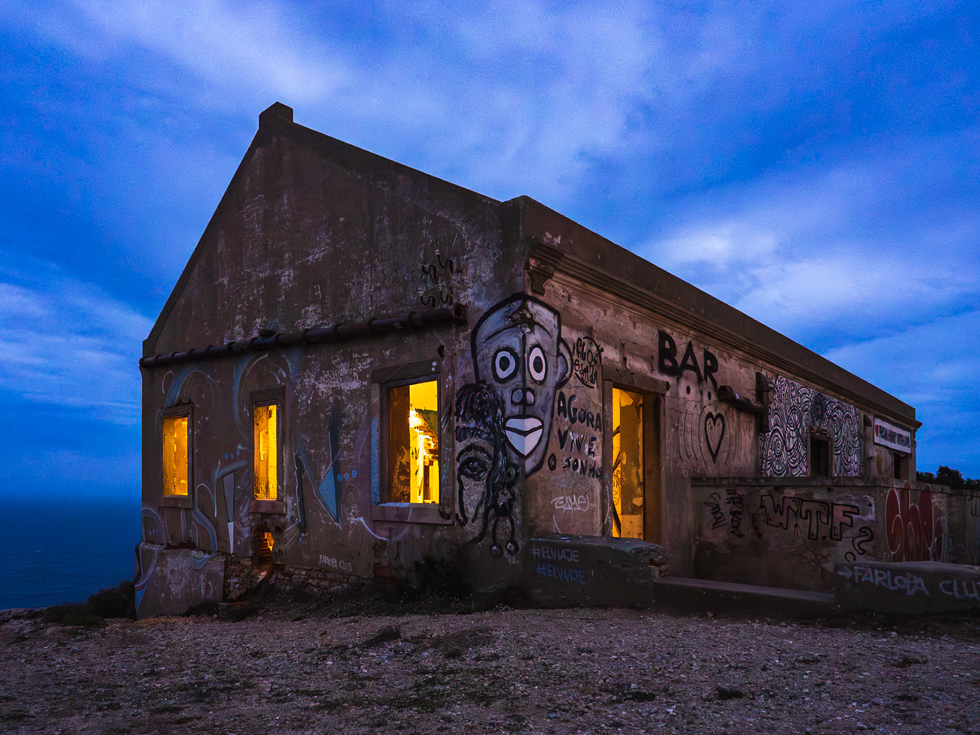A short walk from the Cabo Espichel lighthouse is a few abandoned buildings. On Google Maps, this is marked as 'Ponto de Observaçao' or Observation point, Not sure what the purpose of these structures, and surprisingly, there are still machines in the main room of this building.