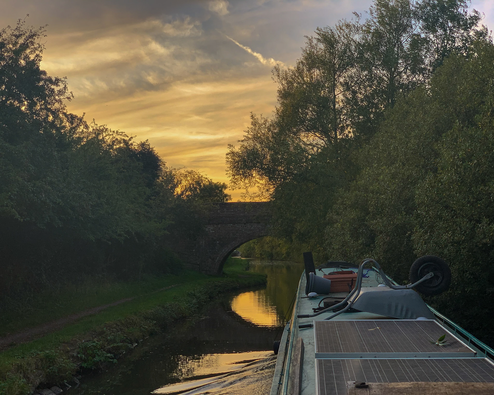 Sun setting on the canal