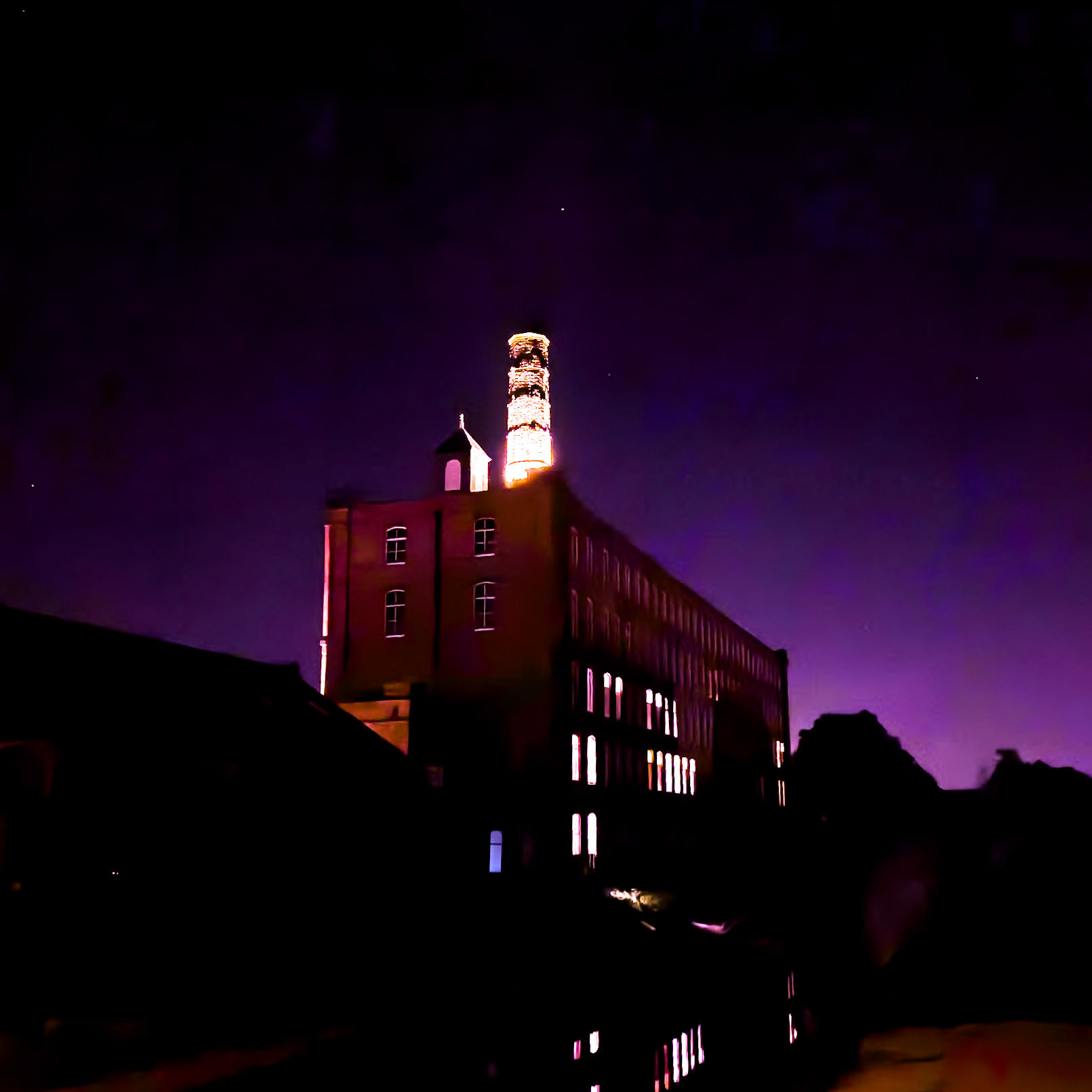 Tolson MIll lit up by northern lights