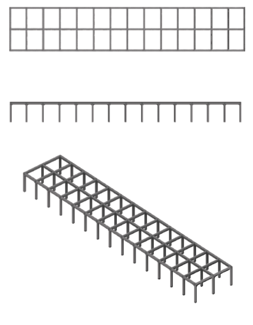 Plan, Elevation and Exploded view of Building P