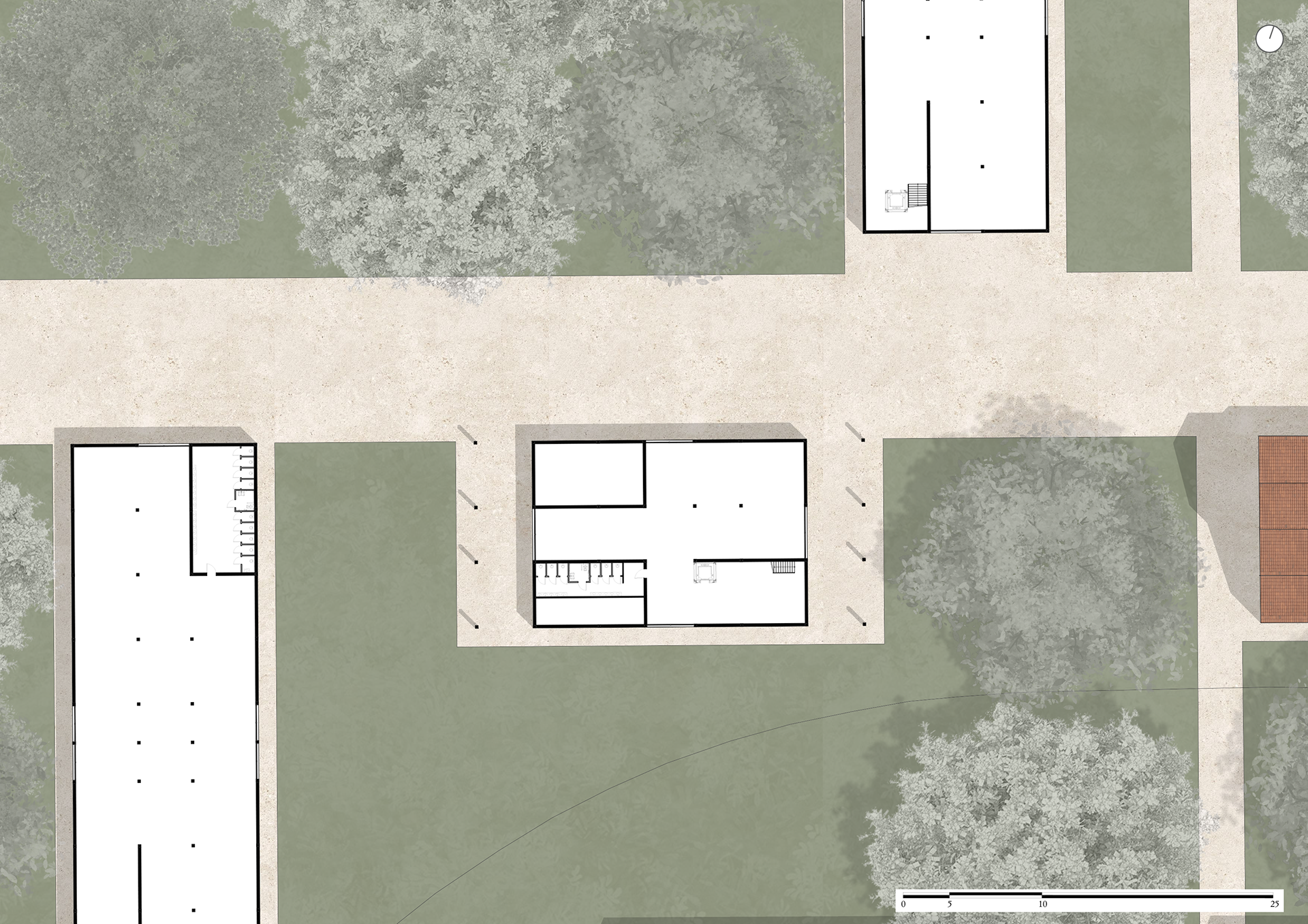 Ground floor site plan of the Weston pavillion
