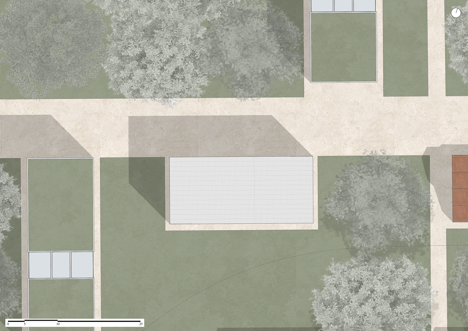 Roof site plan of the Weston pavillion