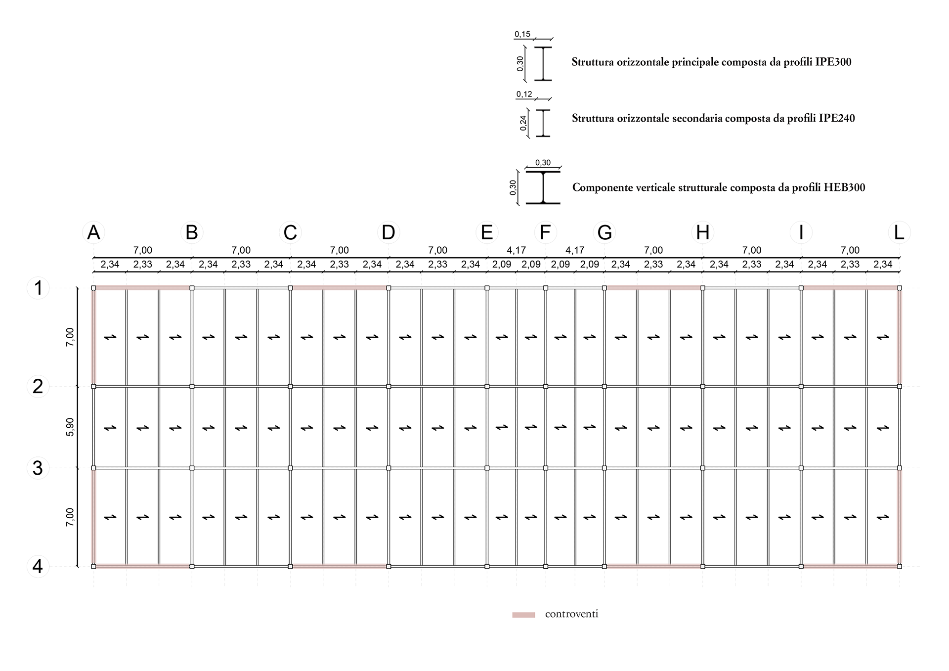 Typical floor framing and profile scheme used for Type 2 buildings