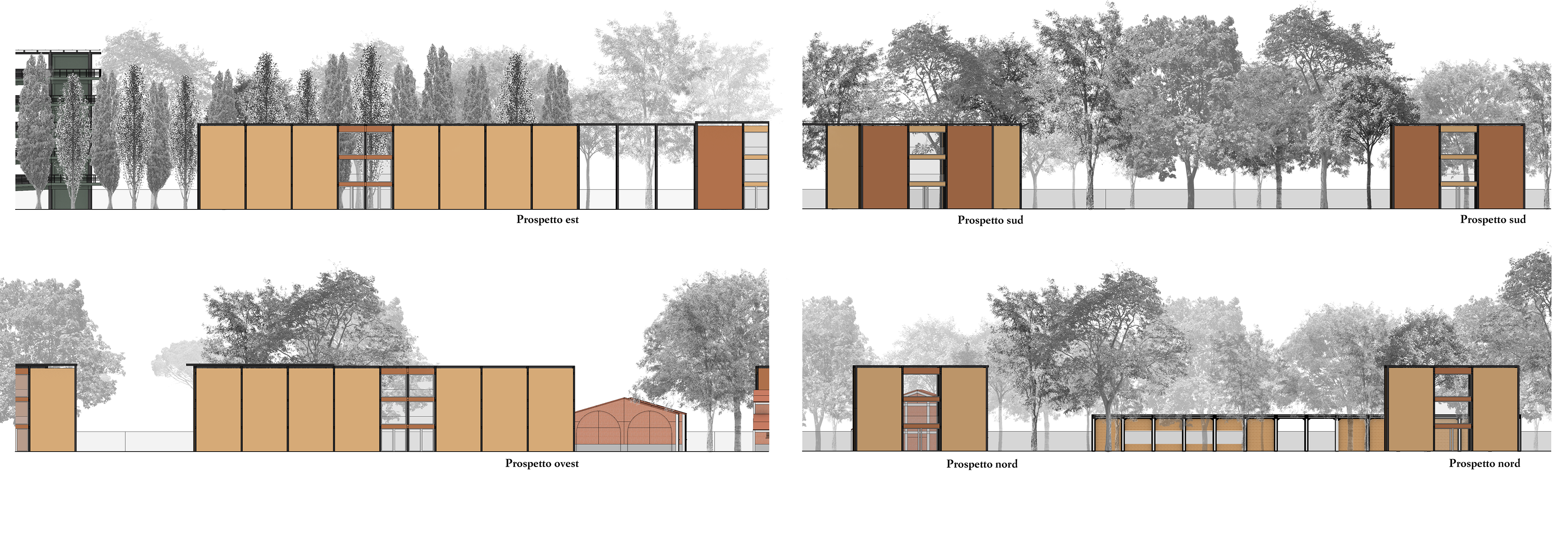 Elevations of Barragan and Ghirri pavillions