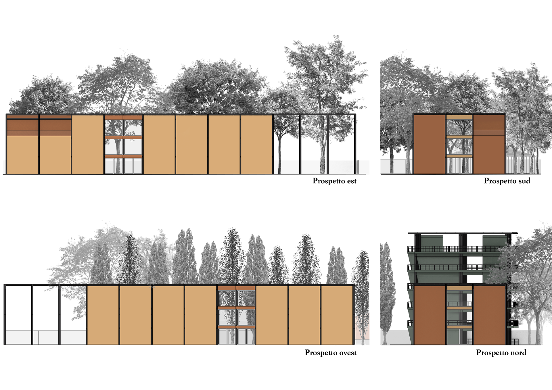 Elevations of Mies pavillion