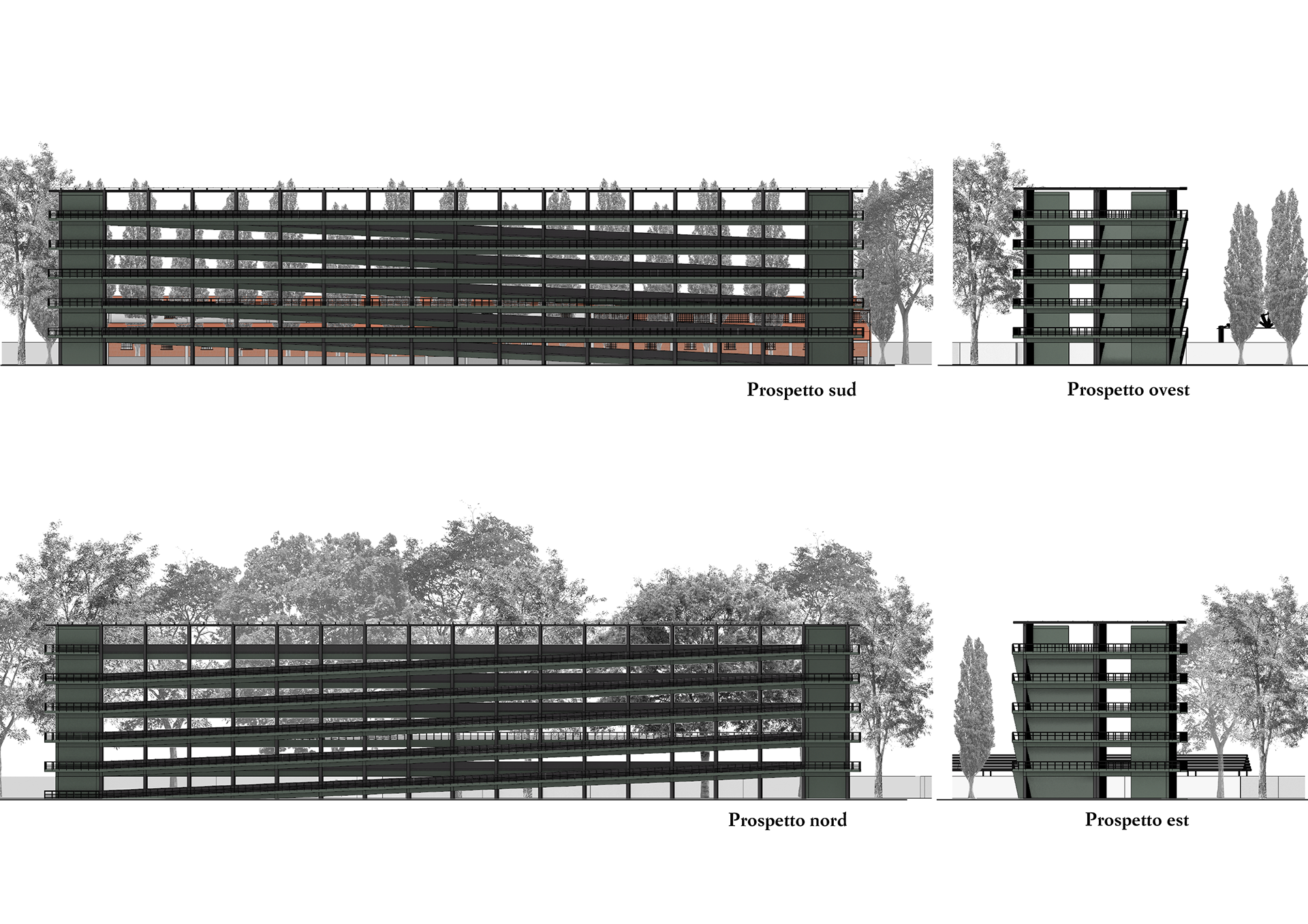 Elevations of the NE parking